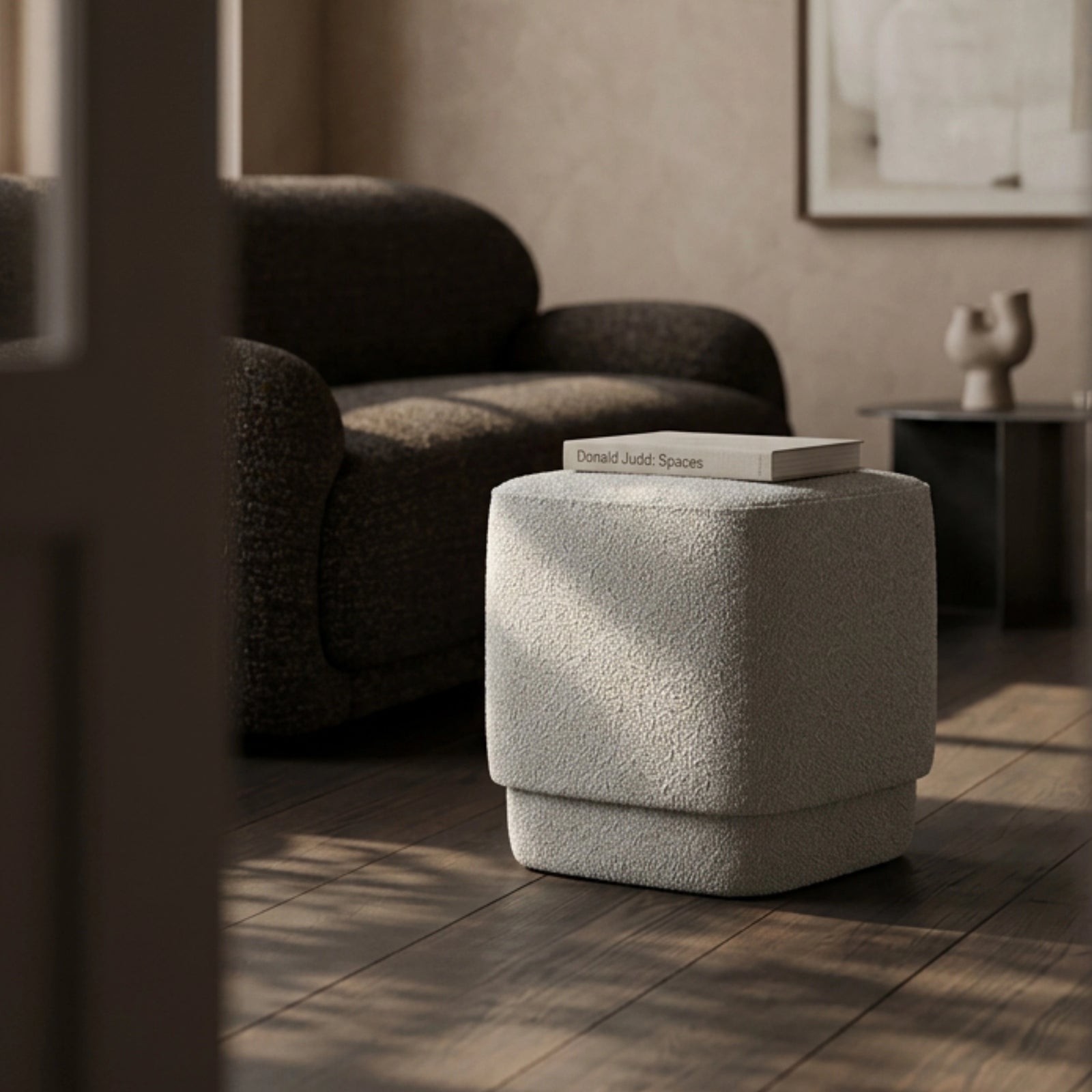 Soho Pouffe | Speckled Stone Sustainable Boucle