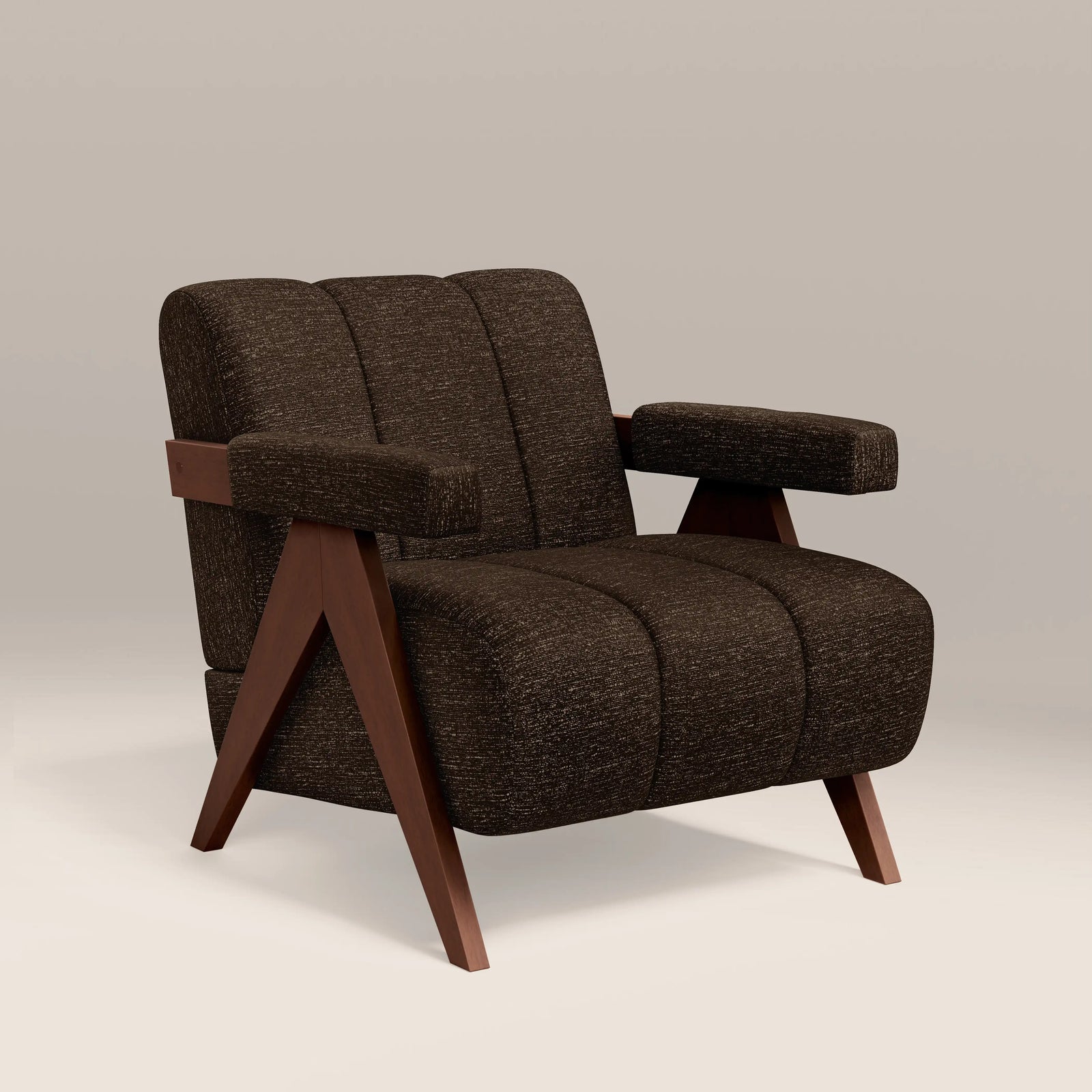 Paulo Accent Chair | Speckled Espresso Boucle & Walnut