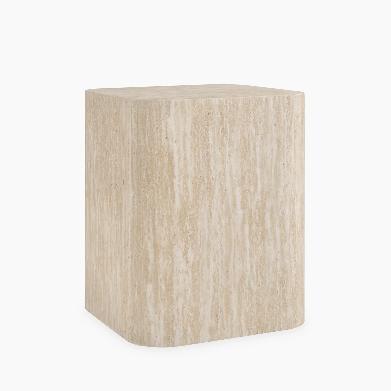 Sabel Square Side Table | Natural Travertine Effect