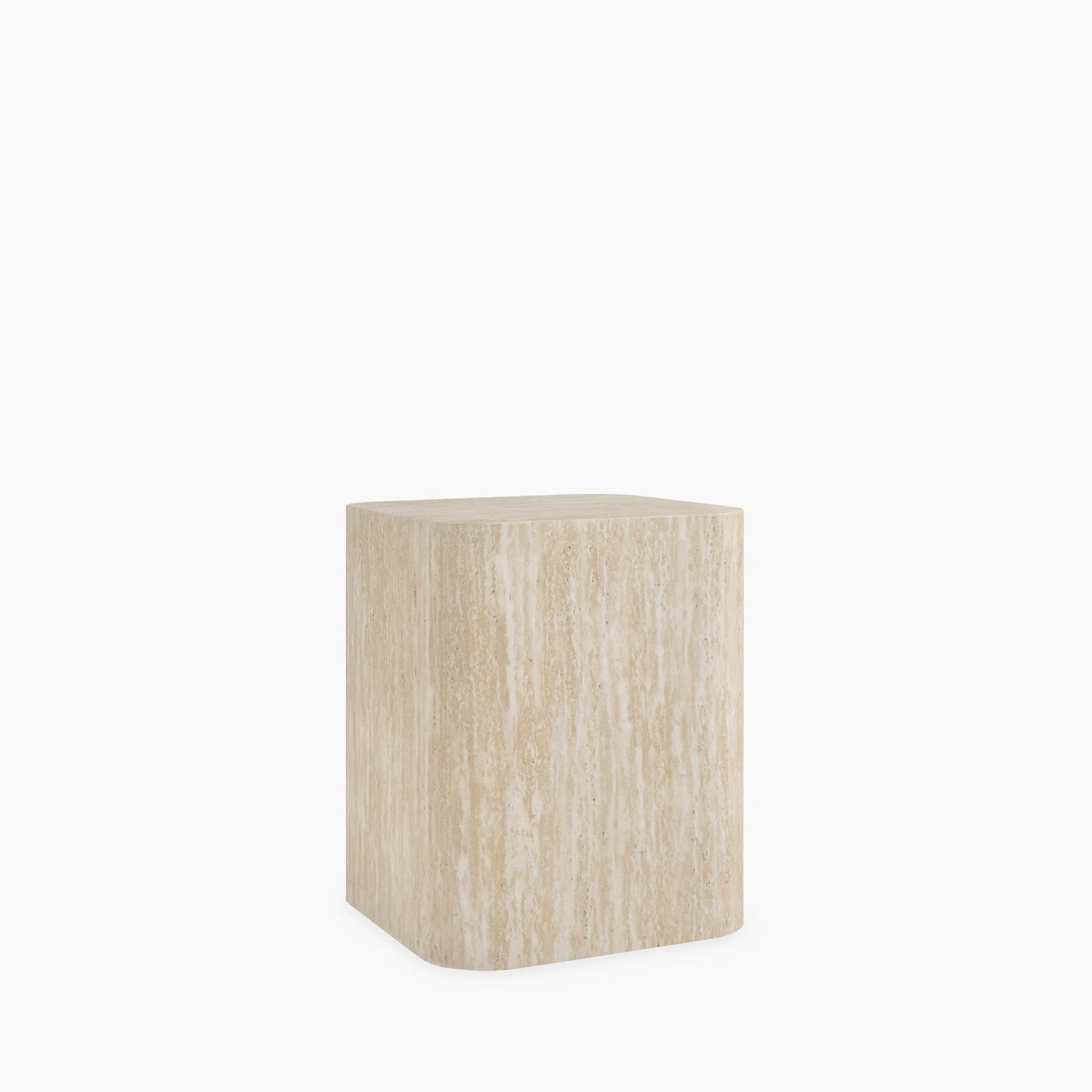 Sabel Square Side Table | Natural Travertine Effect