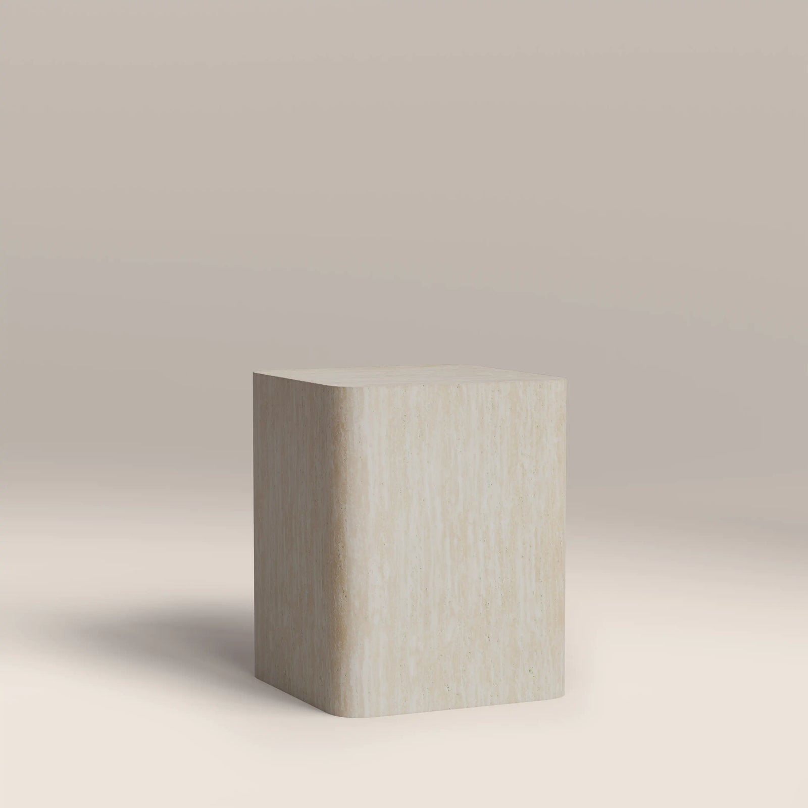 Sabel Square Side Table | Natural Travertine Effect