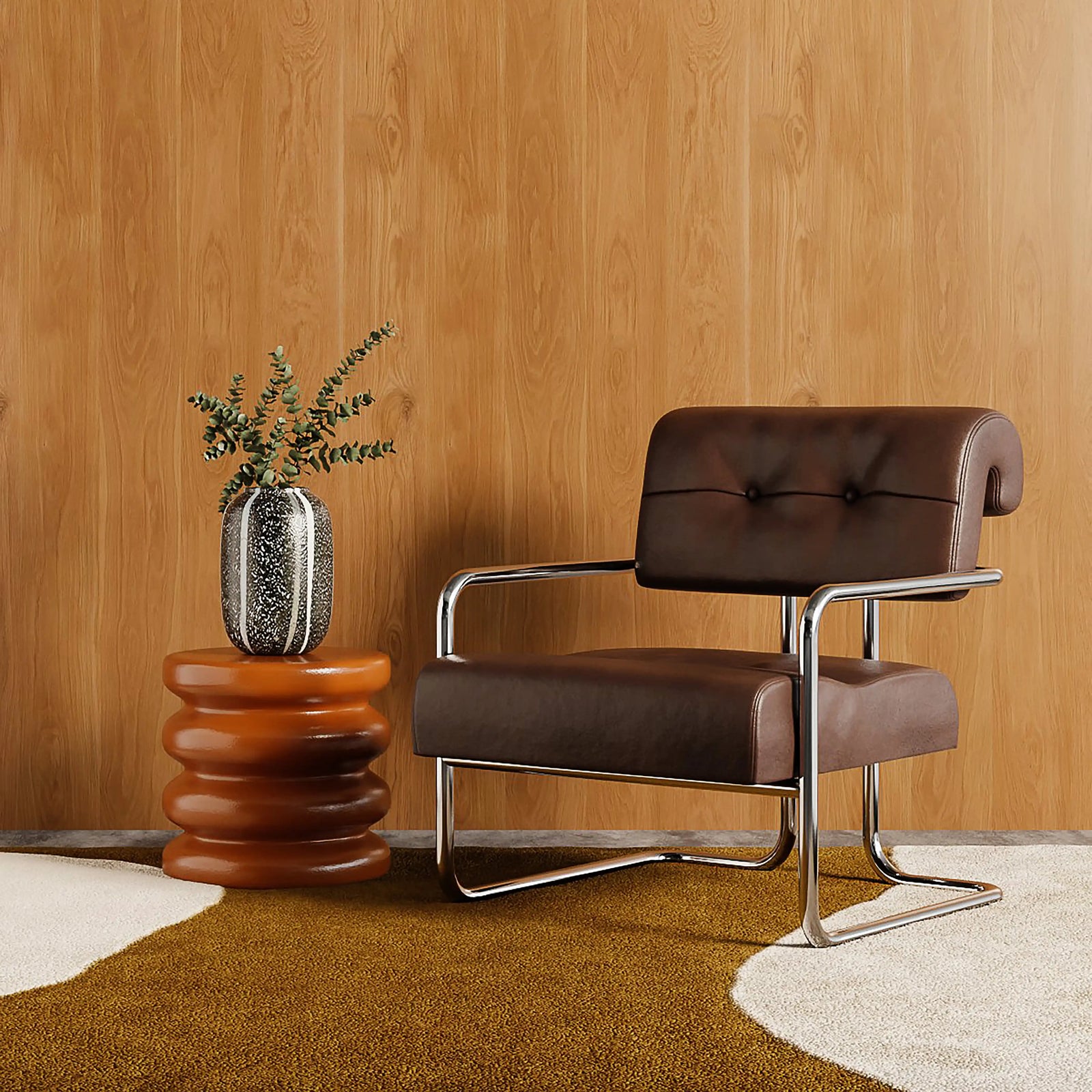 Paddington Accent Chair | Chocolate Brown Leather & Chrome
