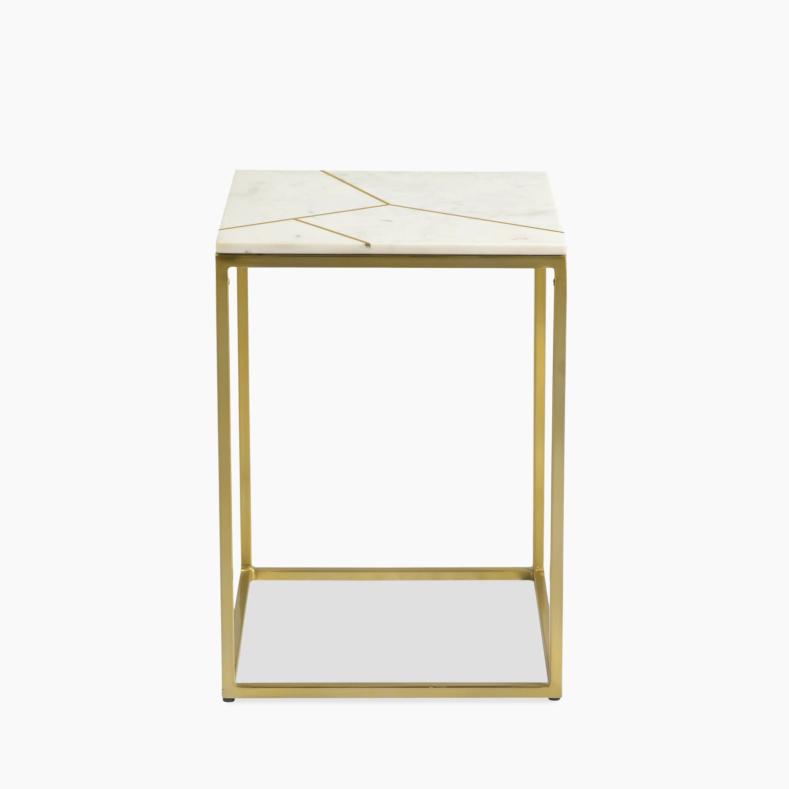 Fontana Rectangle Side Table | White Marble & Brass