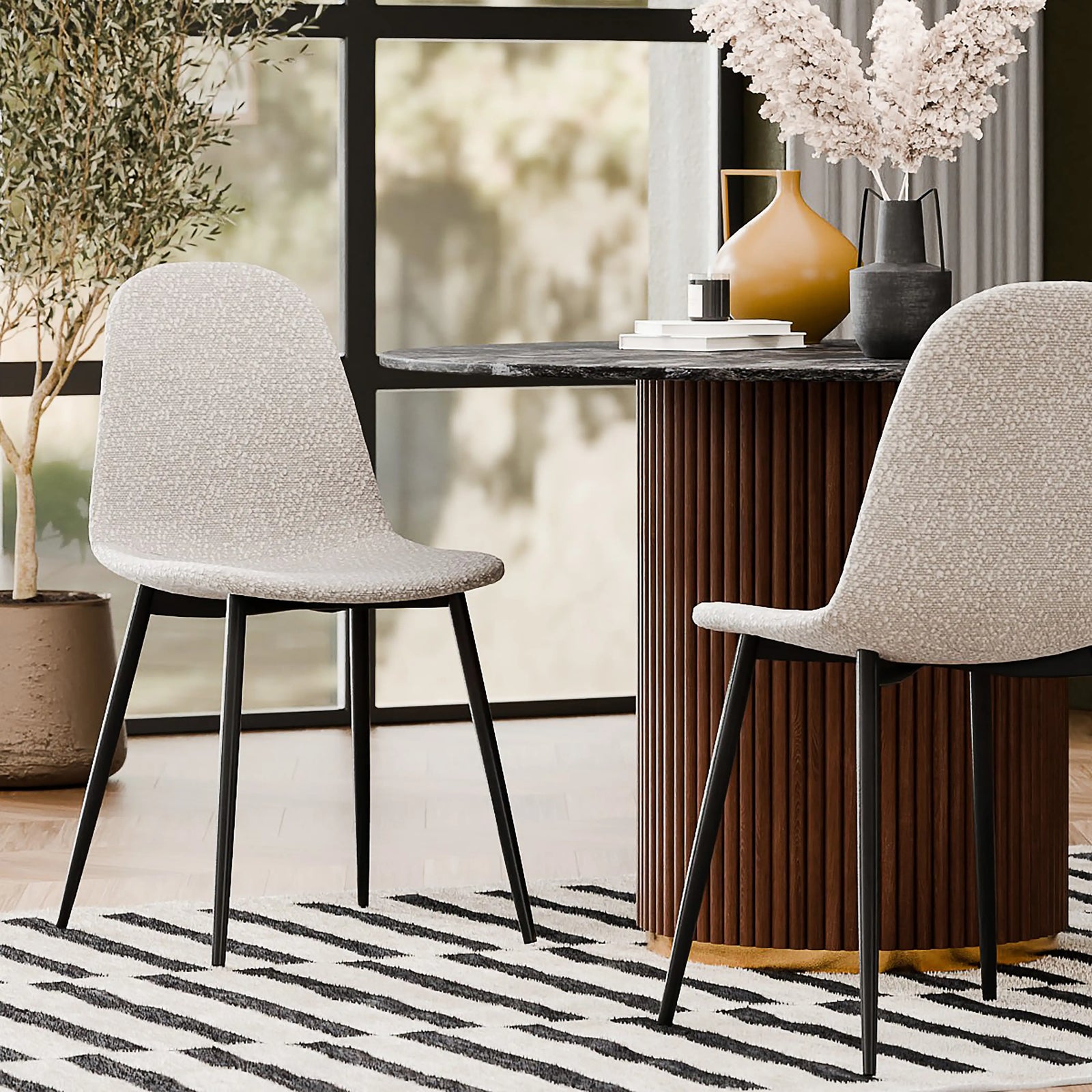 Rayner Dining Chair | Speckled Stone Sustainable Boucle