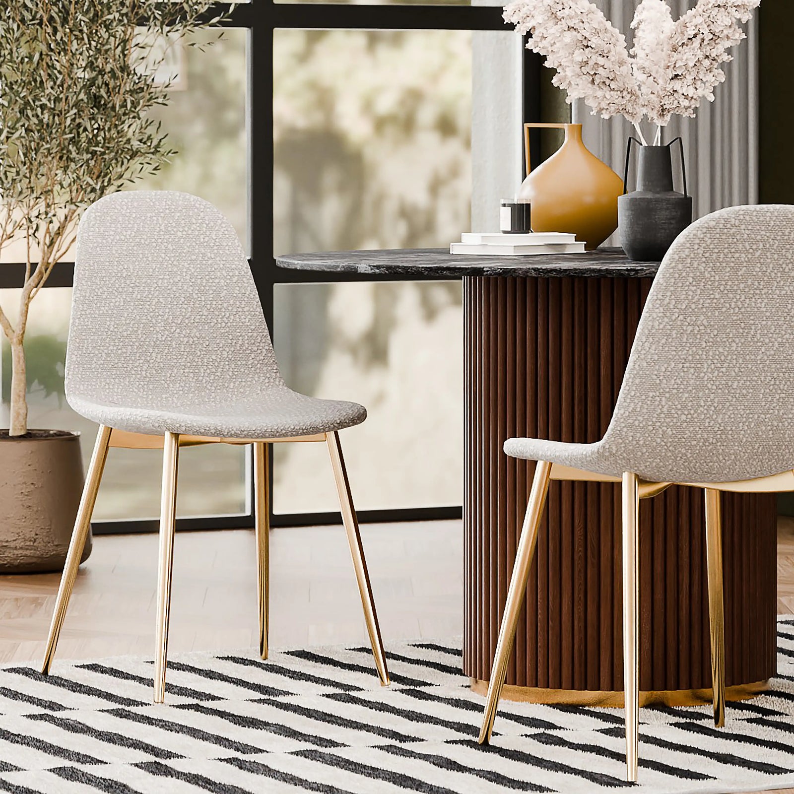 Rayner Dining Chair | Speckled Stone Sustainable Boucle