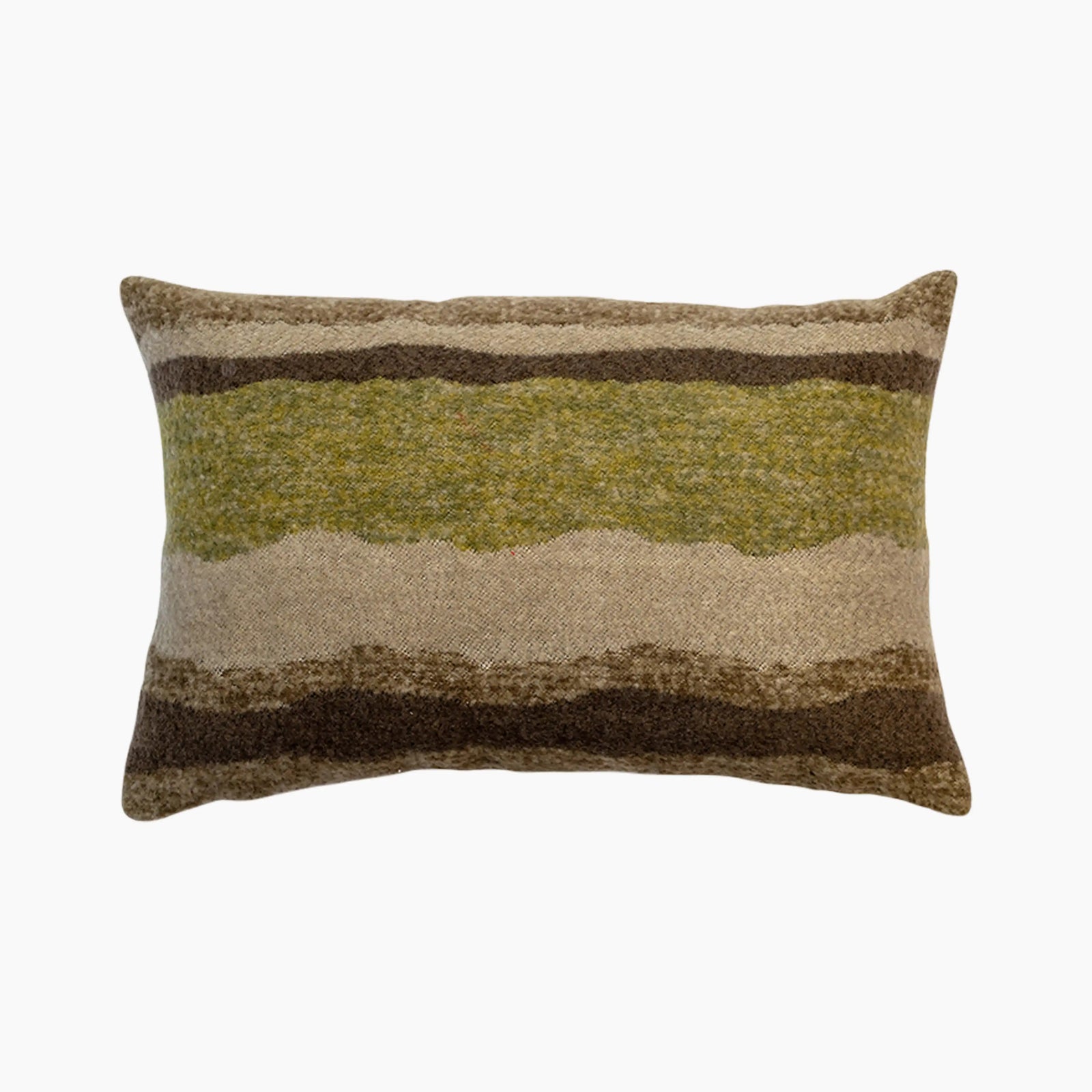 Wool Waves Rectangle Cushion | Green & Brown