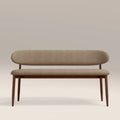 Halston 3 Seater Dining Bench | Latte Sustainable Fabric & Walnut