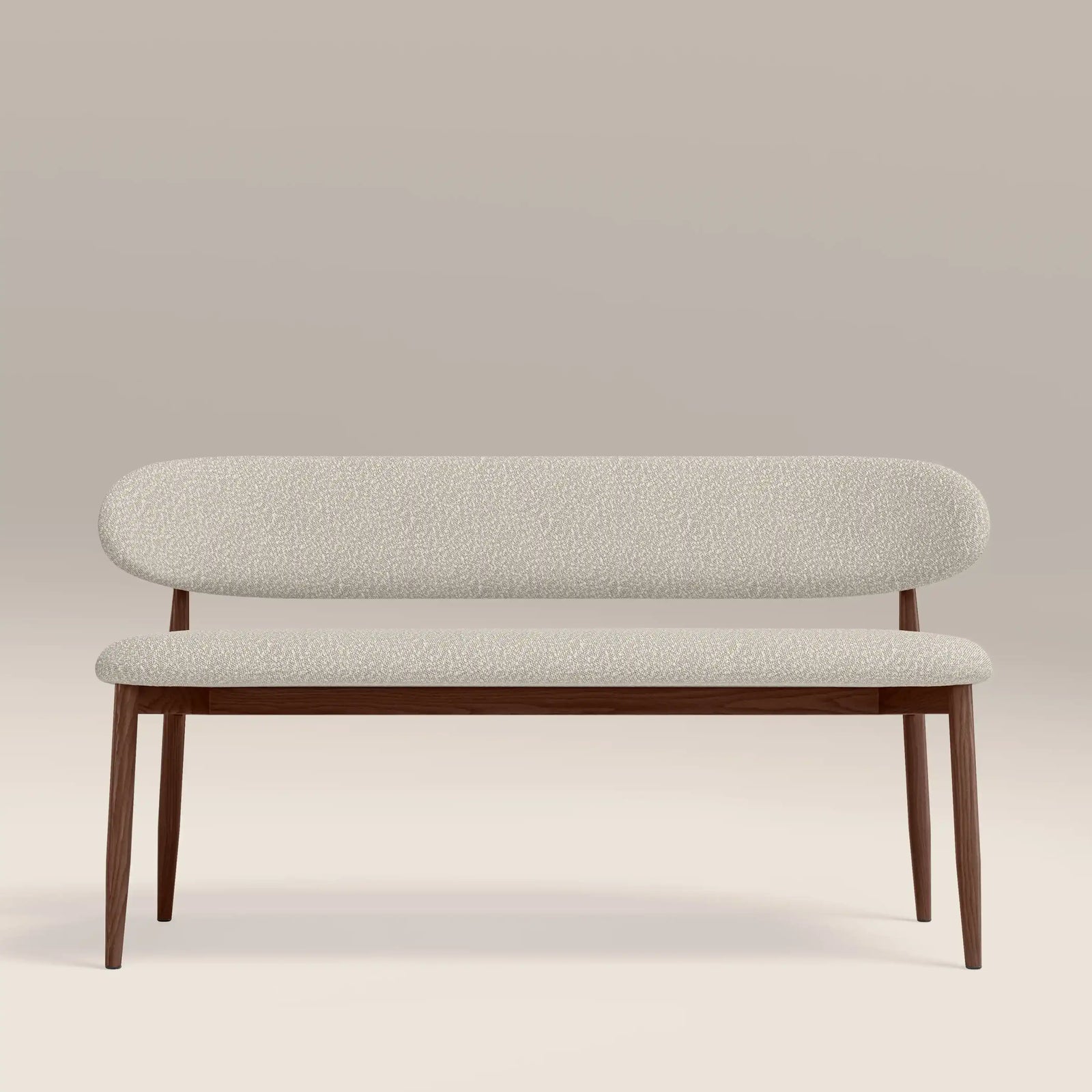 Halston 3 Seater Dining Bench | Speckled Stone Sustainable Boucle & Walnut