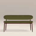 Halston 3 Seater Dining Bench | Olive Green Sustainable Velvet & Walnut