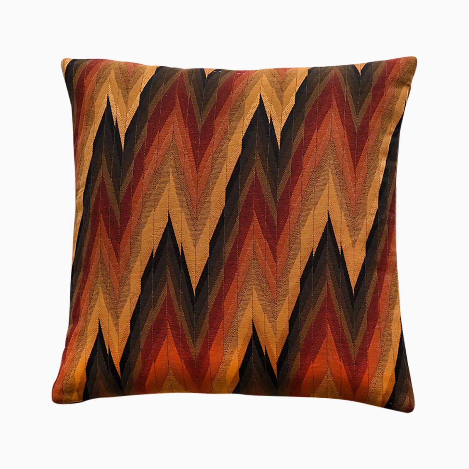Retro Chevron Square Cushion | Brown & Rust