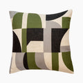 Geometric Square Cushion | Olive Green & Black