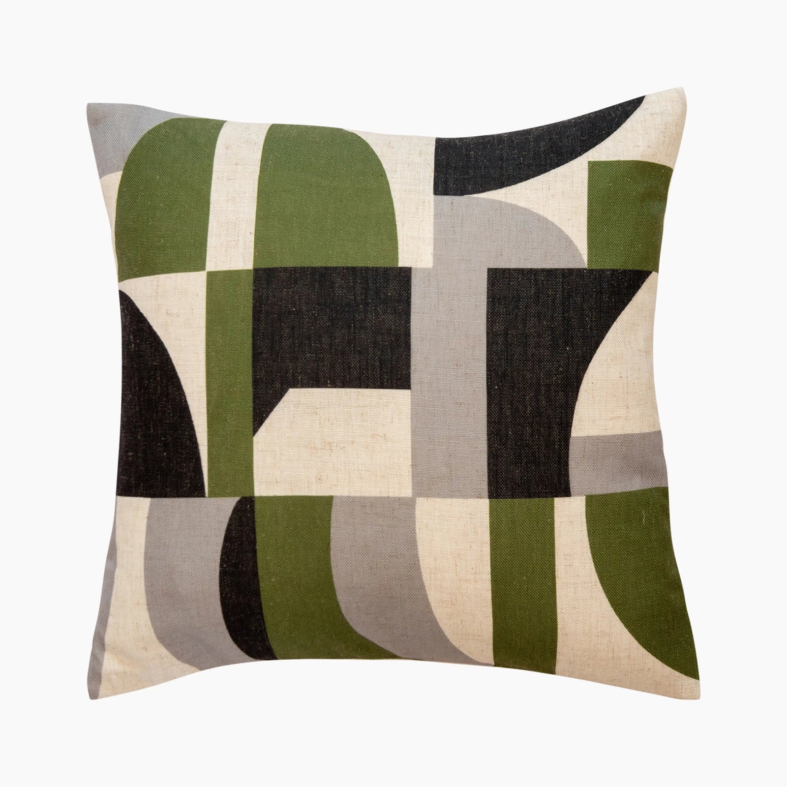 Geometric Square Cushion | Olive Green & Black