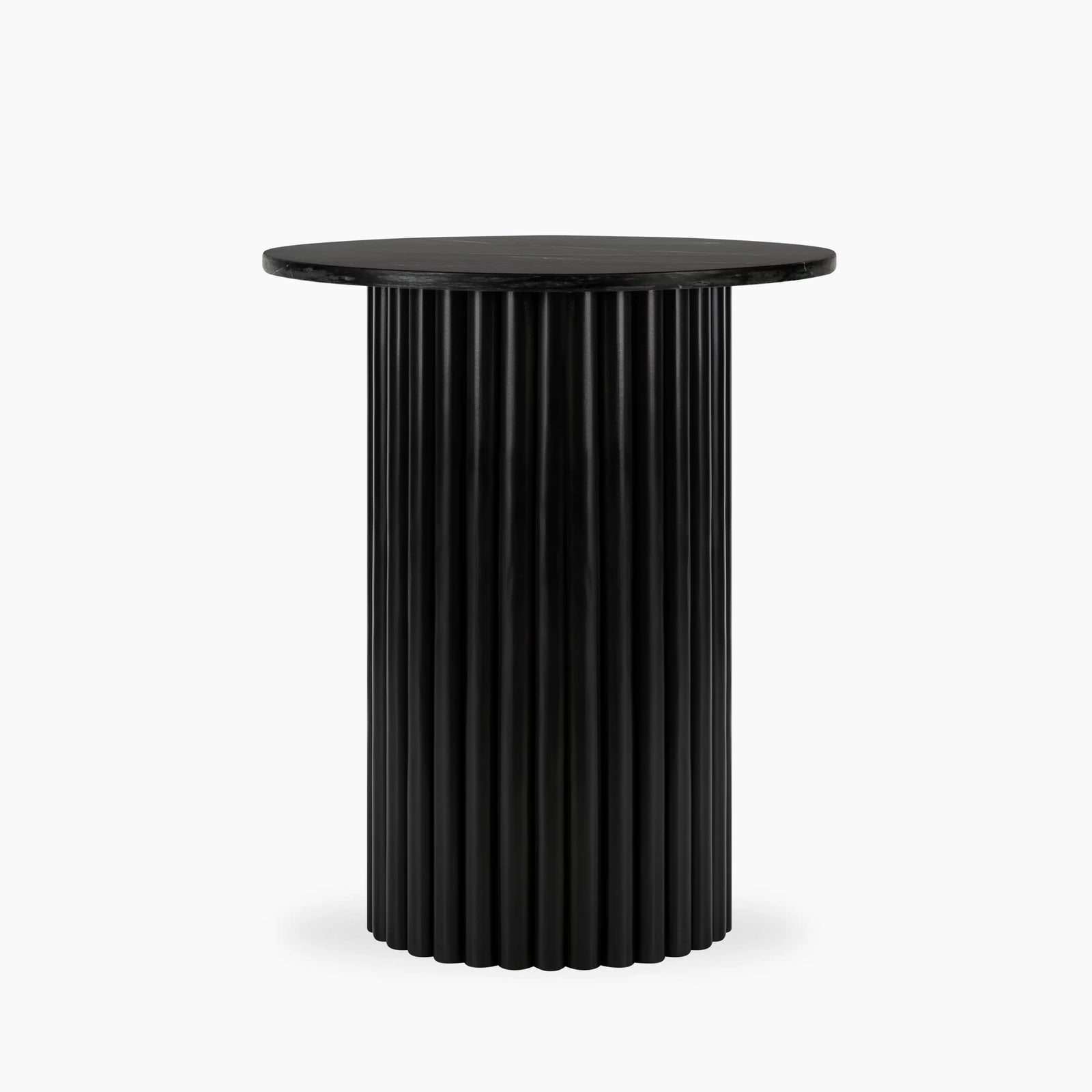 Medby Round Side Table | Black Marble & Black