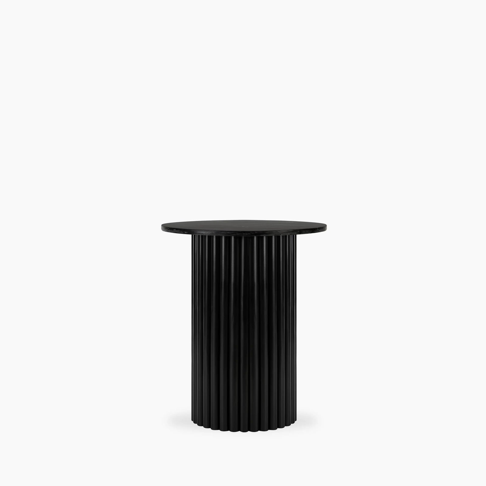 Medby Round Side Table | Black Marble & Black