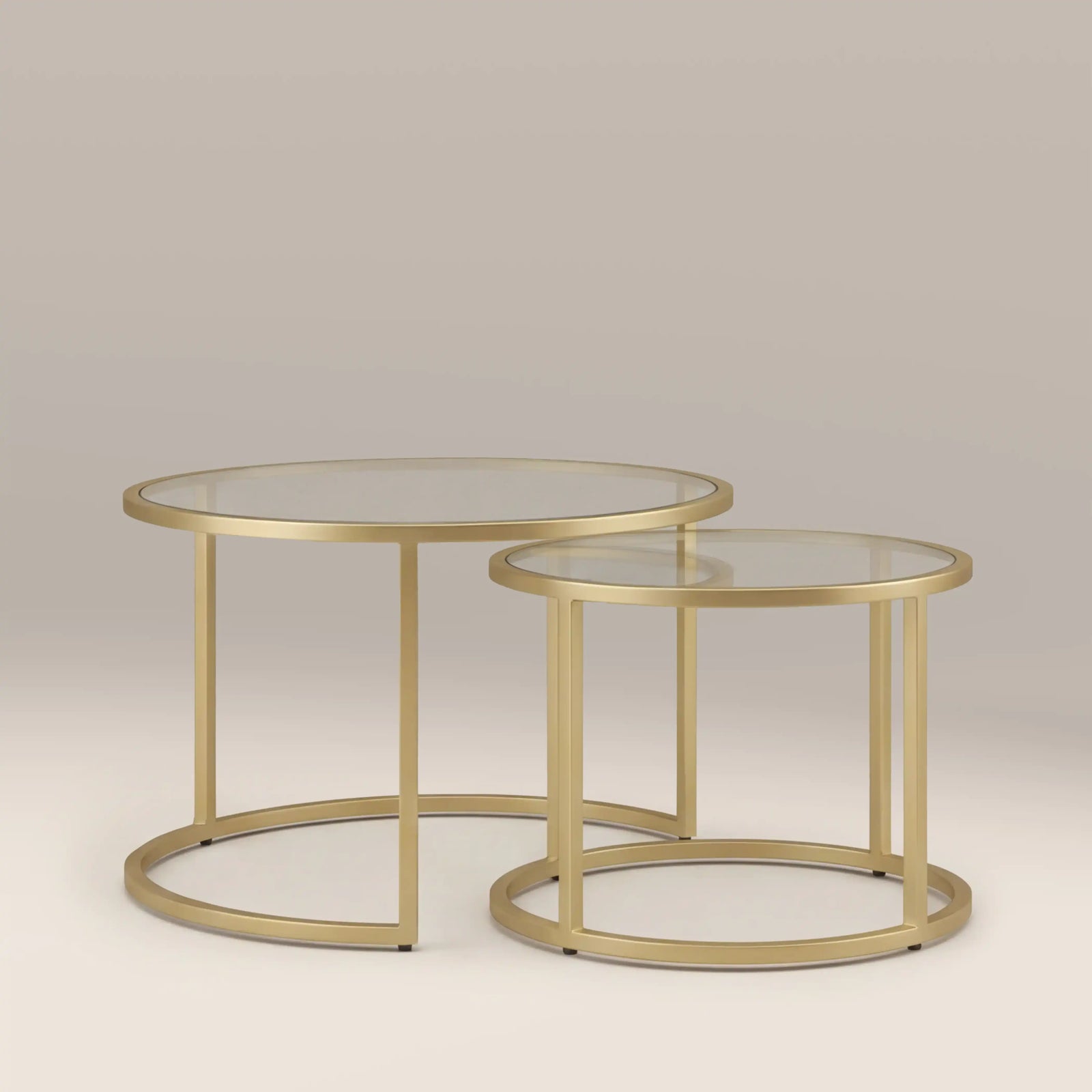 Madison Set of 2 Round Nesting Coffee Tables | Brass