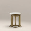 Madison Set Of 3 Round Nesting Side Tables | White Marble & Brass