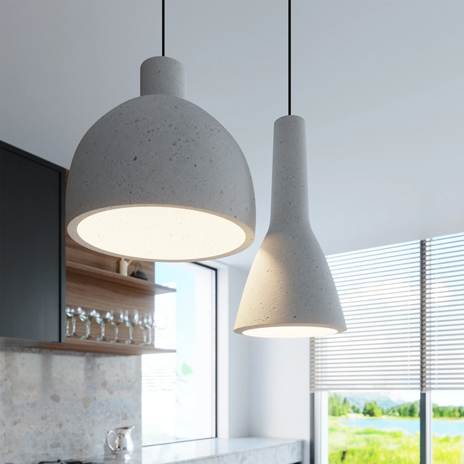 Rosalia Cone Pendant Light | Concrete Grey