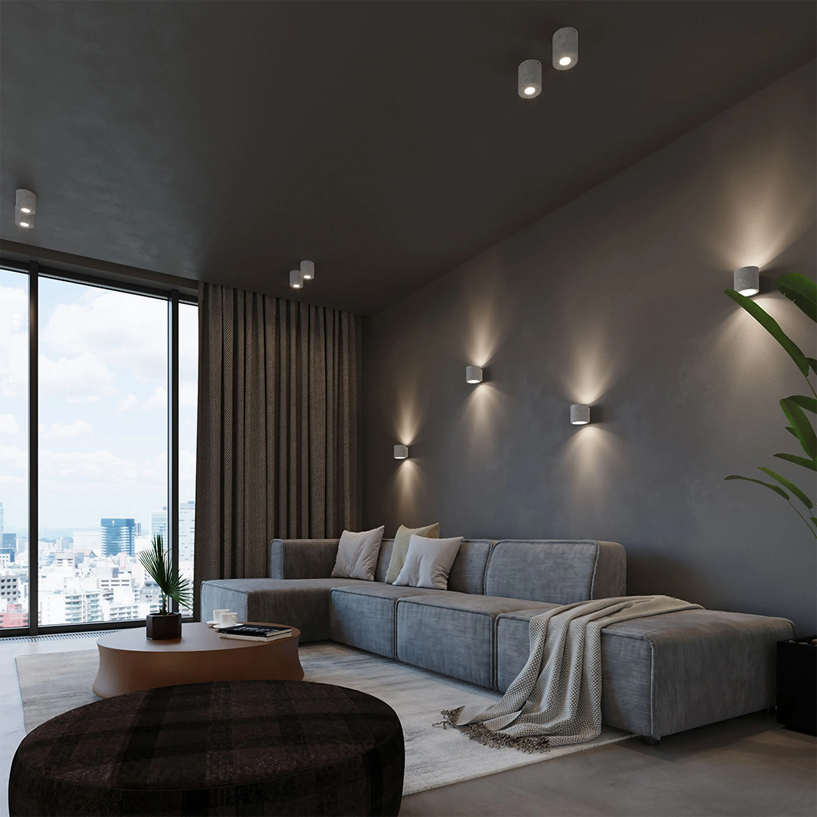 Assia Round Ceiling Light | Concrete Grey