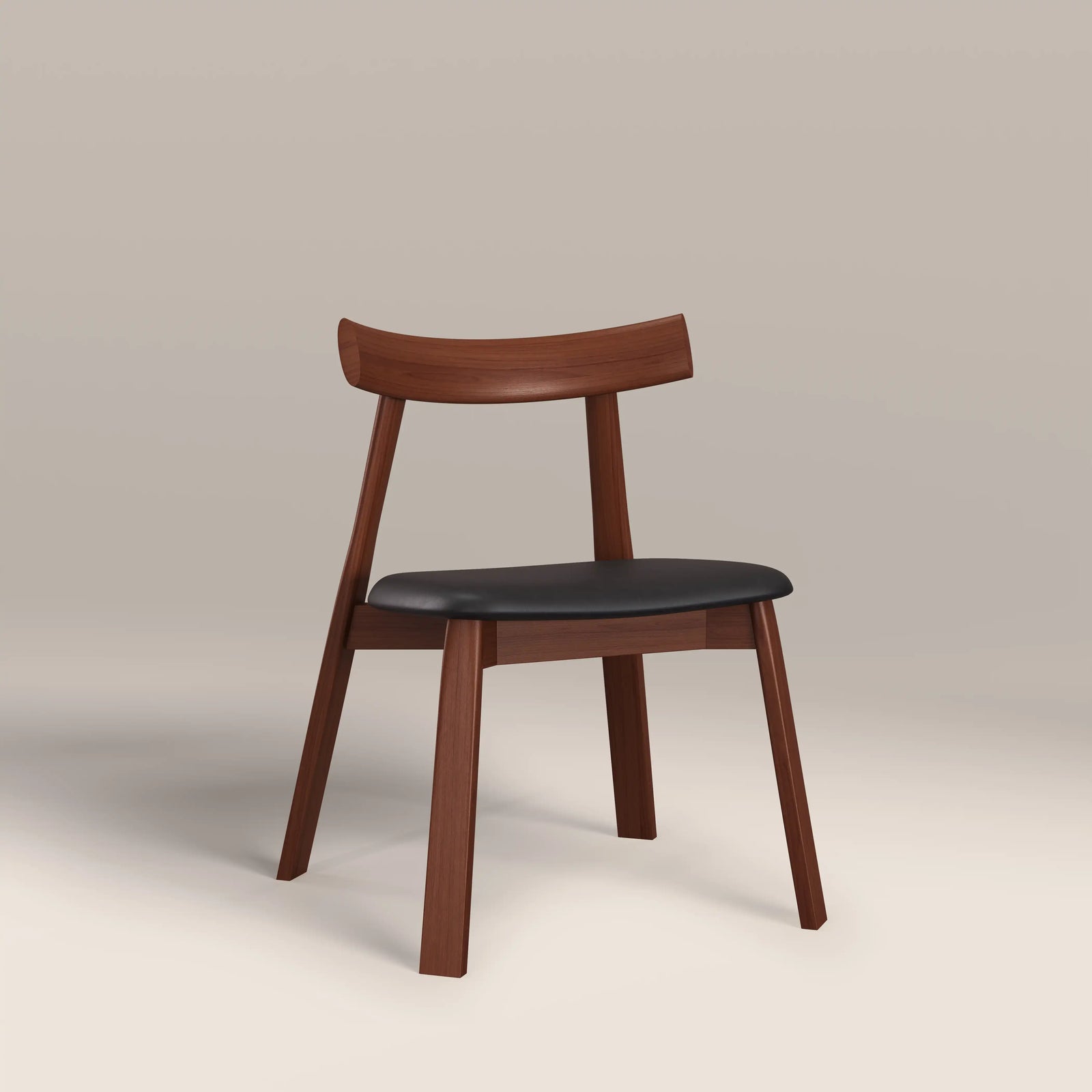 Clyde Wooden Dining Chair | Noir Black Faux Leather & Walnut