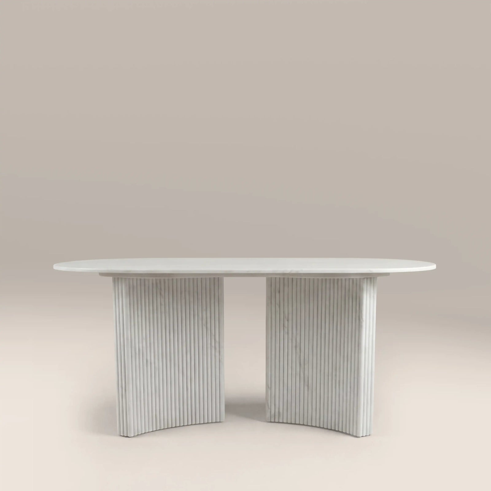 Jace 6 Seat Oval Dining Table | White Carrara Honed Marble Effect Stone