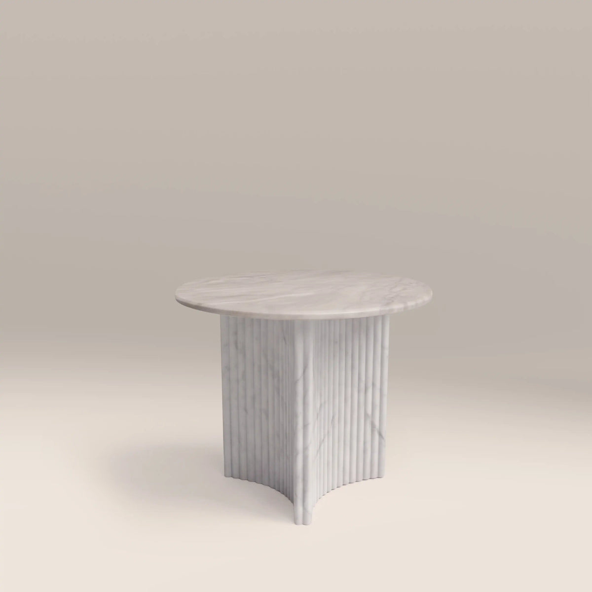 Jace Round Side Table | White Carrara Honed Marble Effect Stone