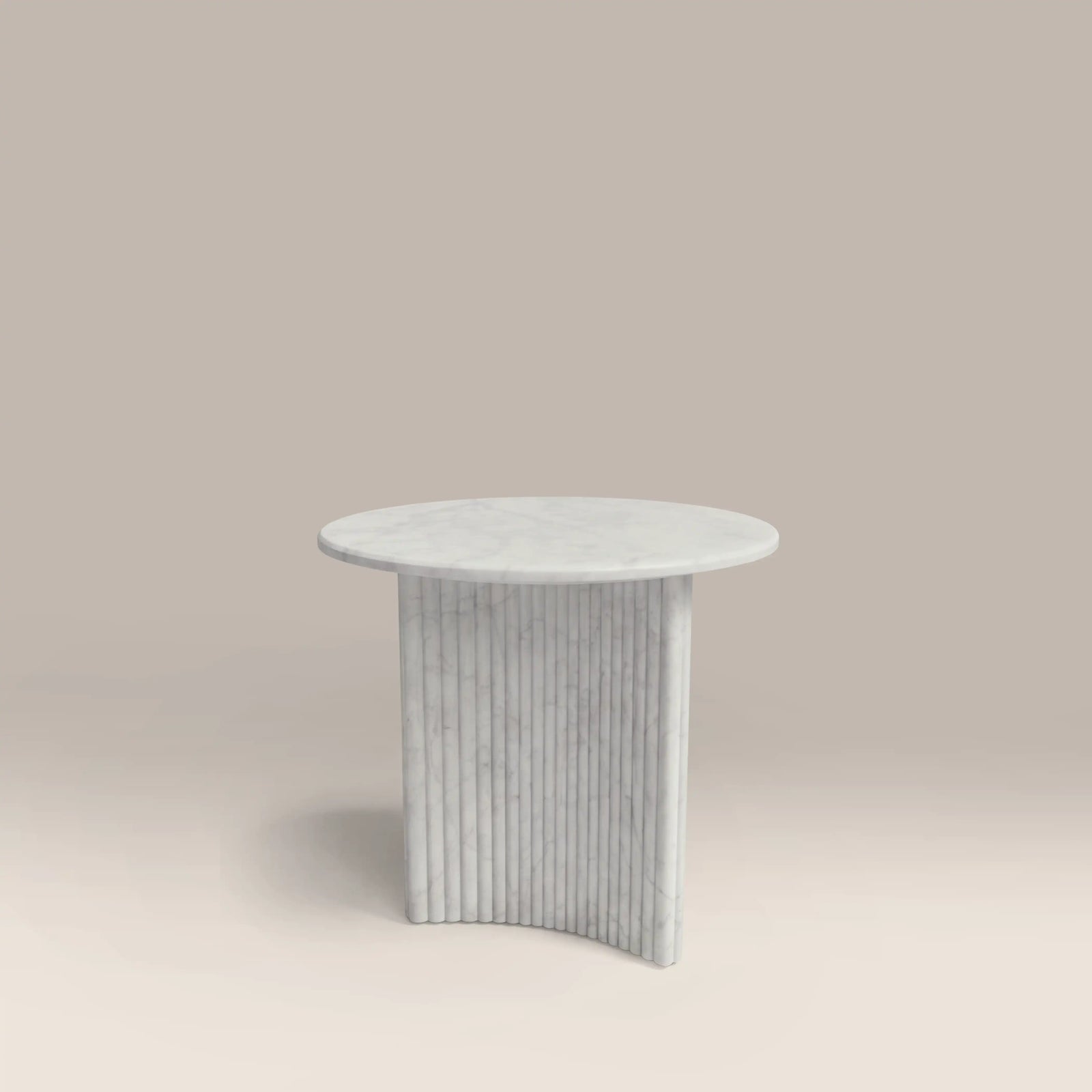 Jace Round Side Table | White Carrara Honed Marble Effect Stone