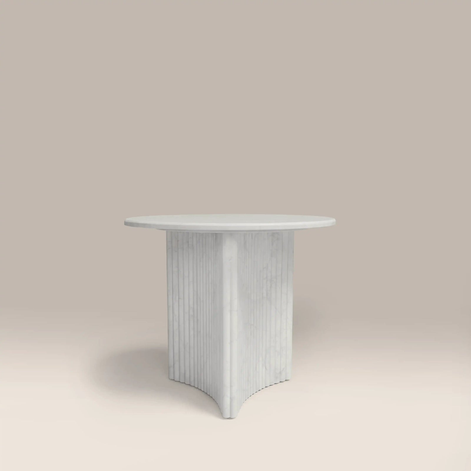Jace Round Side Table | White Carrara Honed Marble Effect Stone