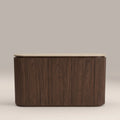 Hayes 3 Door Sideboard | Natural Travertine Effect Stone & Walnut