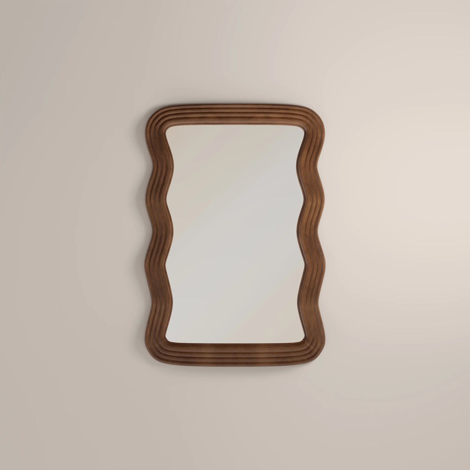 Ridley Wavy Wall Mirror, 101 x 71 cm | Walnut