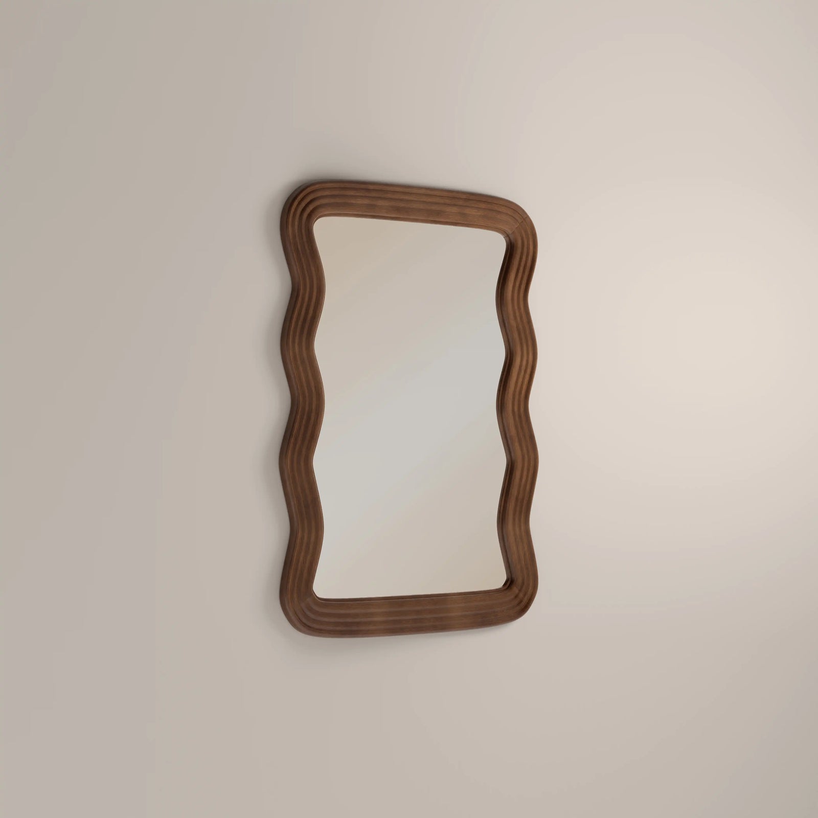 Ridley Wavy Wall Mirror, 101 x 71 cm | Walnut