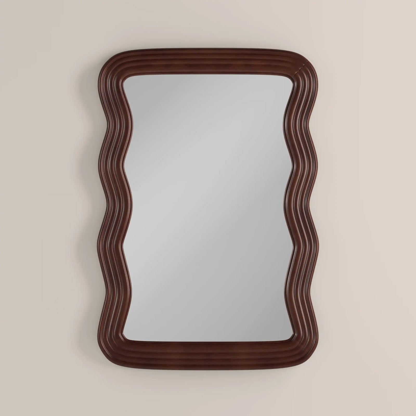 Ridley Wavy Wall Mirror, 101 x 71 cm | Walnut