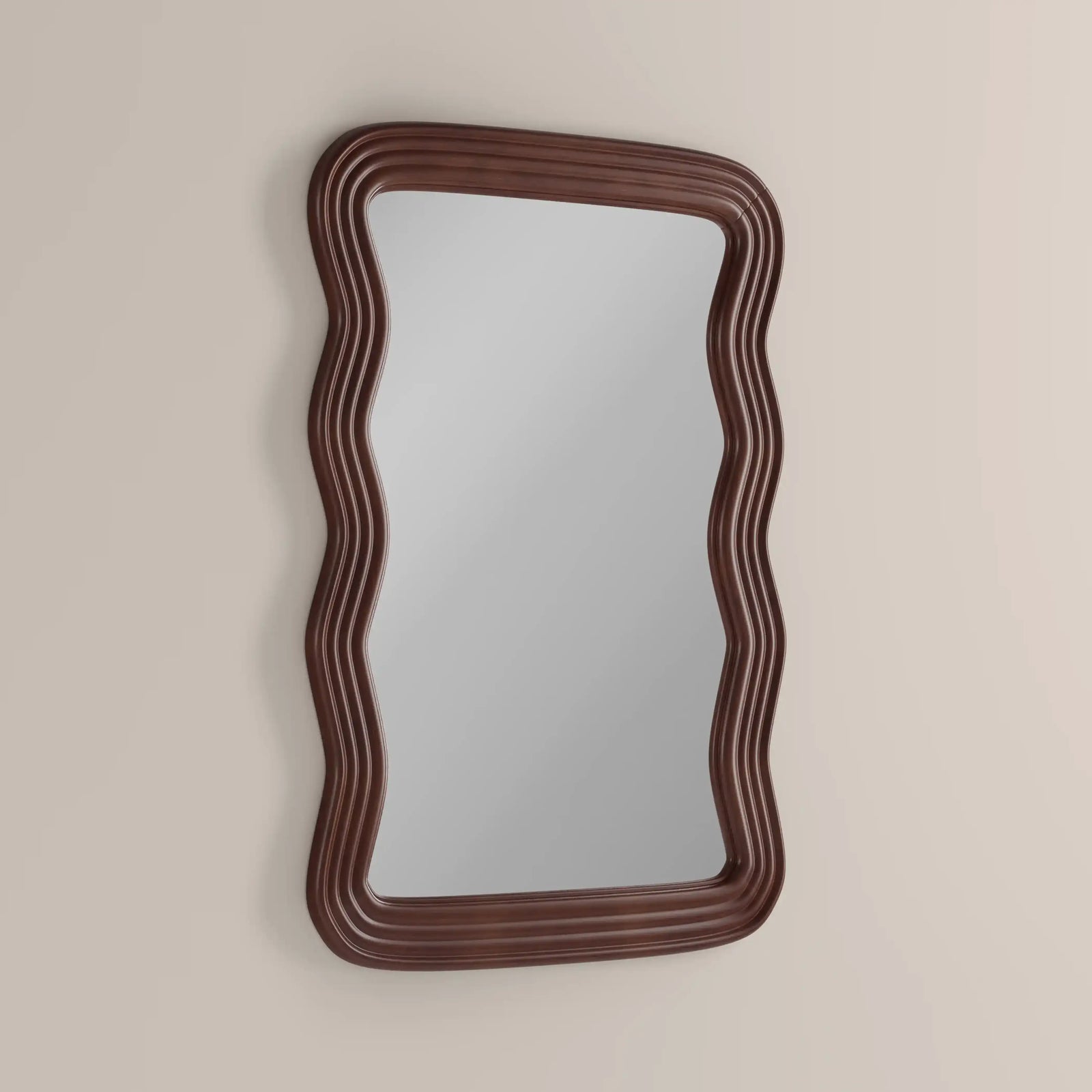 Ridley Wavy Wall Mirror, 101 x 71 cm | Walnut