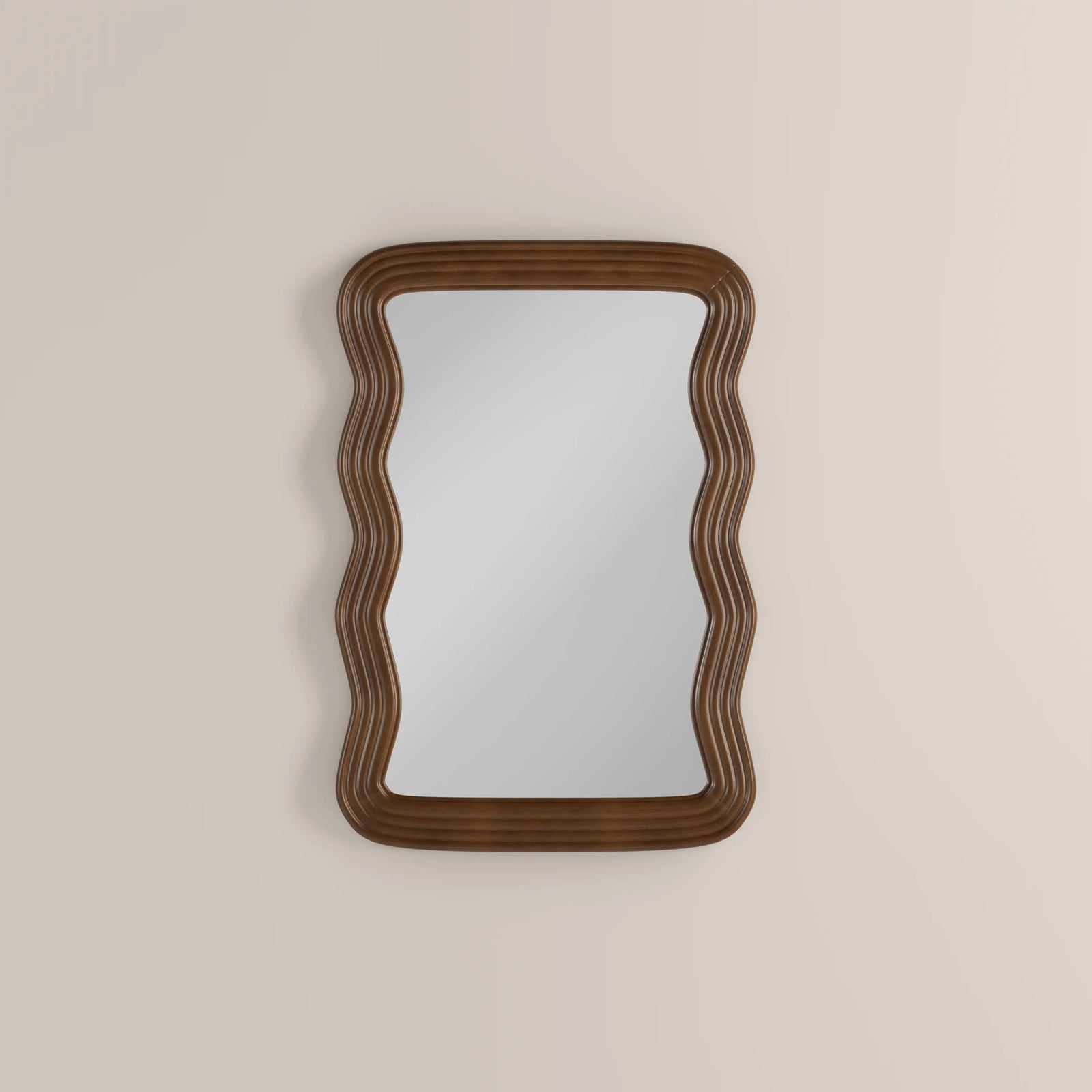 Ridley Wavy Wall Mirror, 101 x 71 cm | Walnut