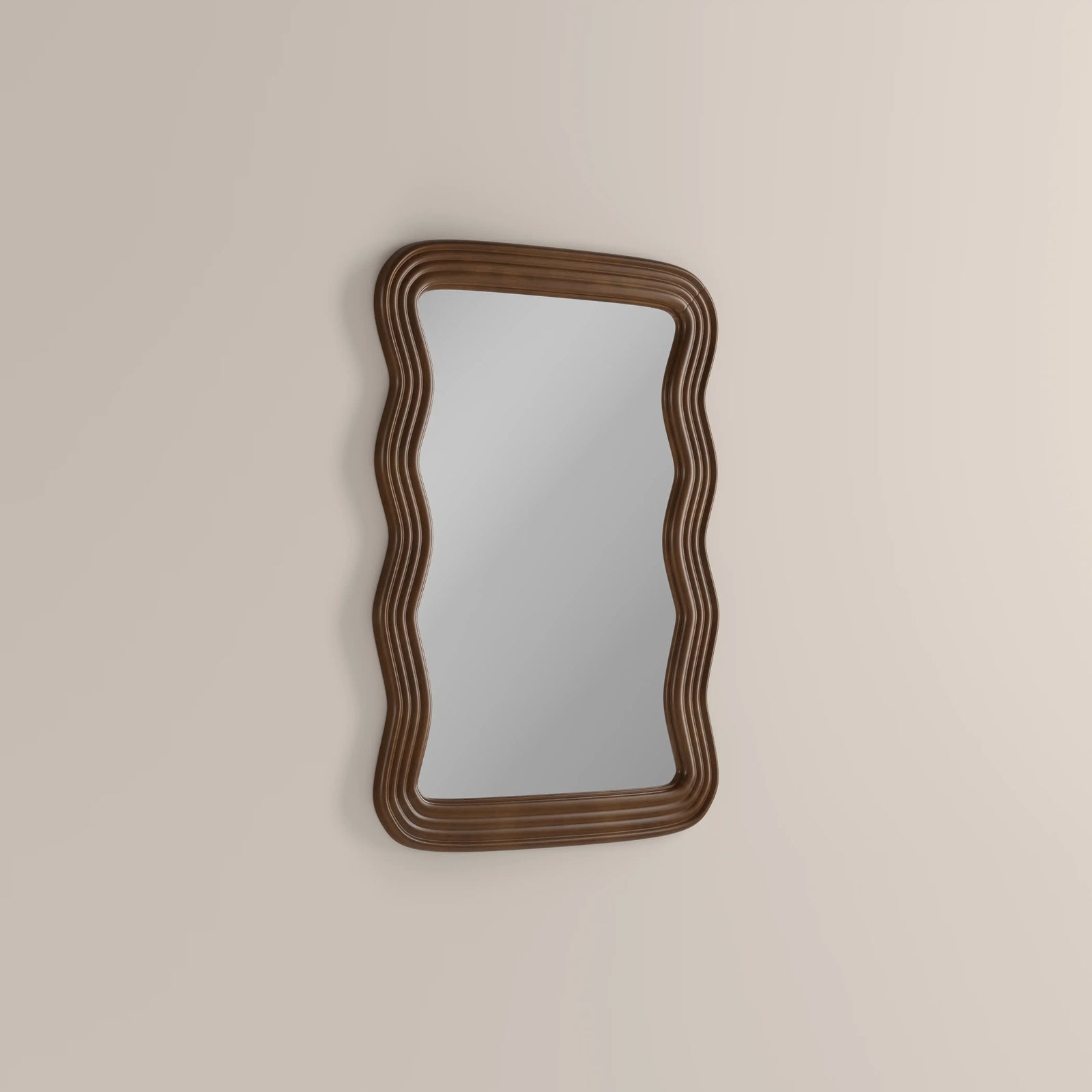 Ridley Wavy Wall Mirror, 101 x 71 cm | Walnut