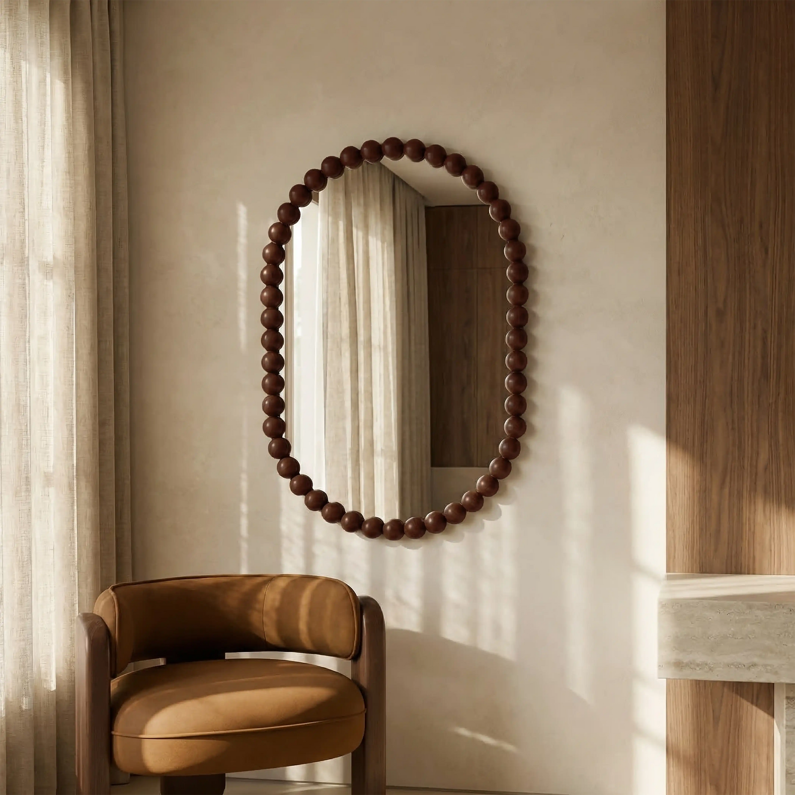 Ashby Oval Wall Mirror, 90 x 60 cm | Walnut