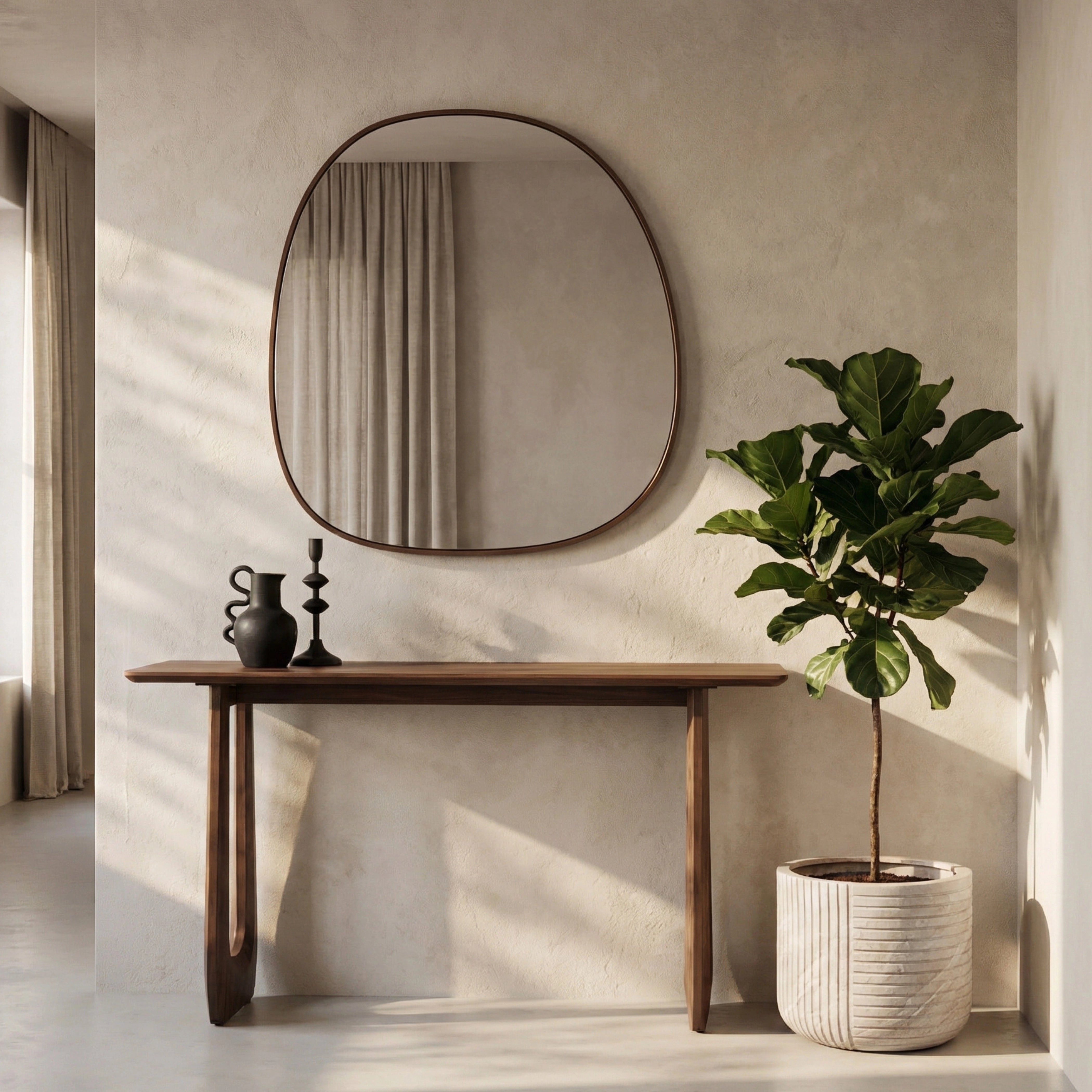 Ferne Asymmetrical Wall Mirror, Walnut | Cult Furniture – Cult