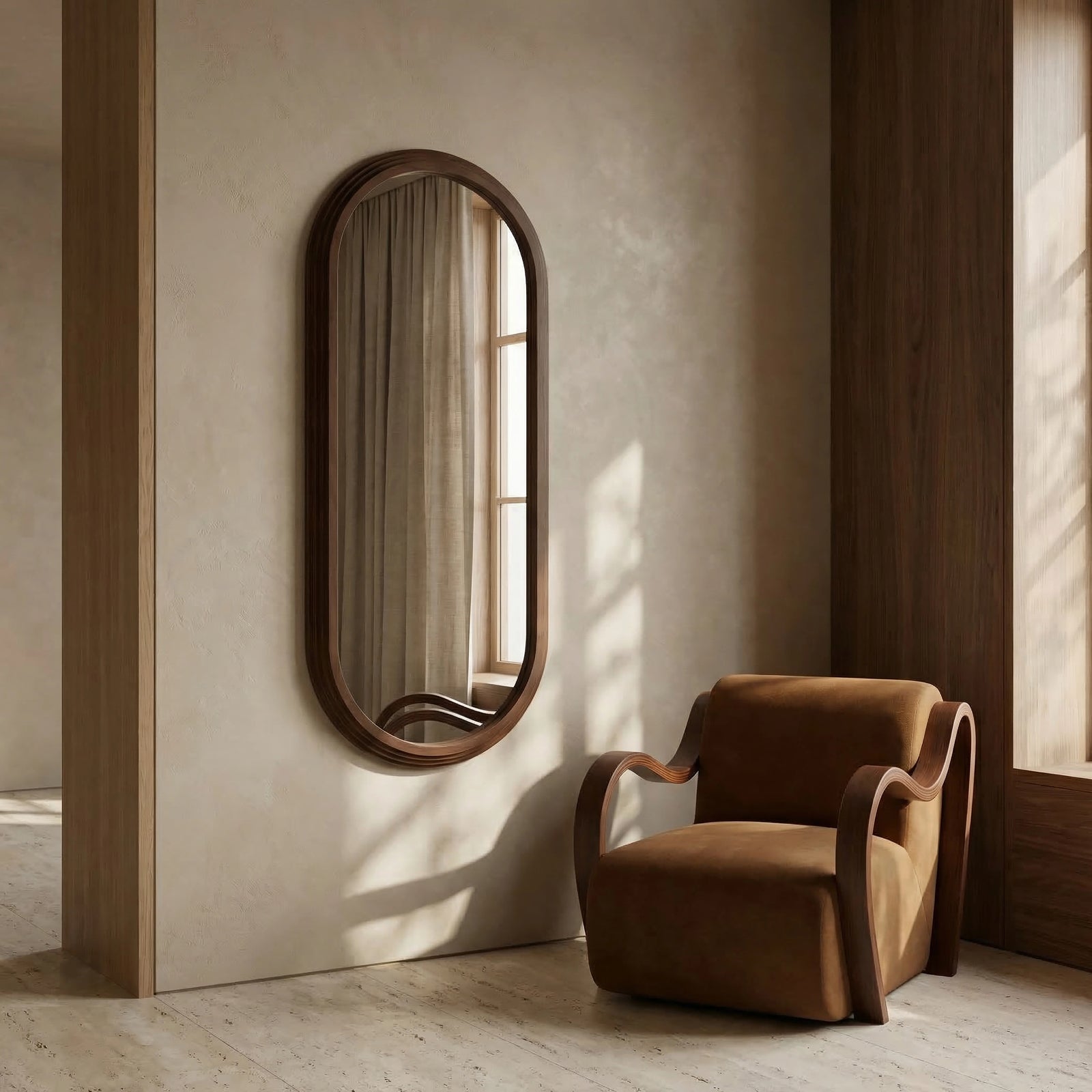 Bette Floor Length Wall Mirror, 120 x 50 cm  | Walnut