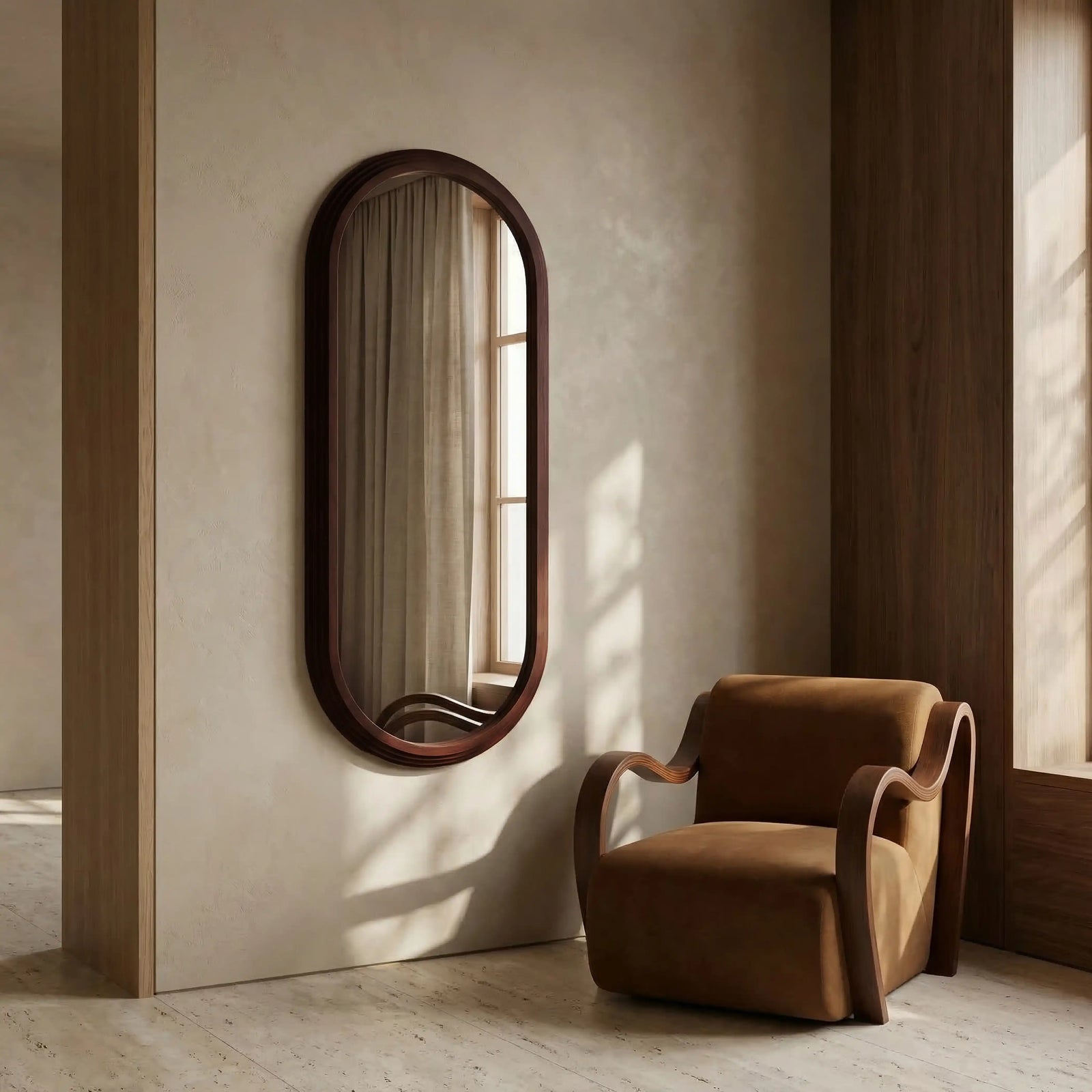 Bette Oval Full Length Mirror, 120 x 50 cm | Walnut