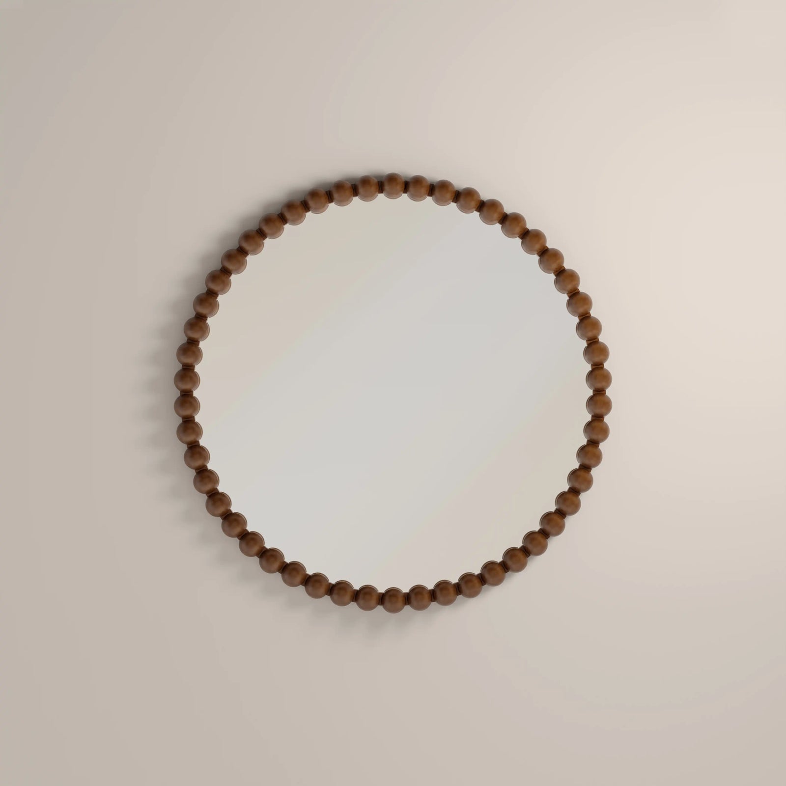 Ashby Round Wall Mirror,  80 cm| Walnut