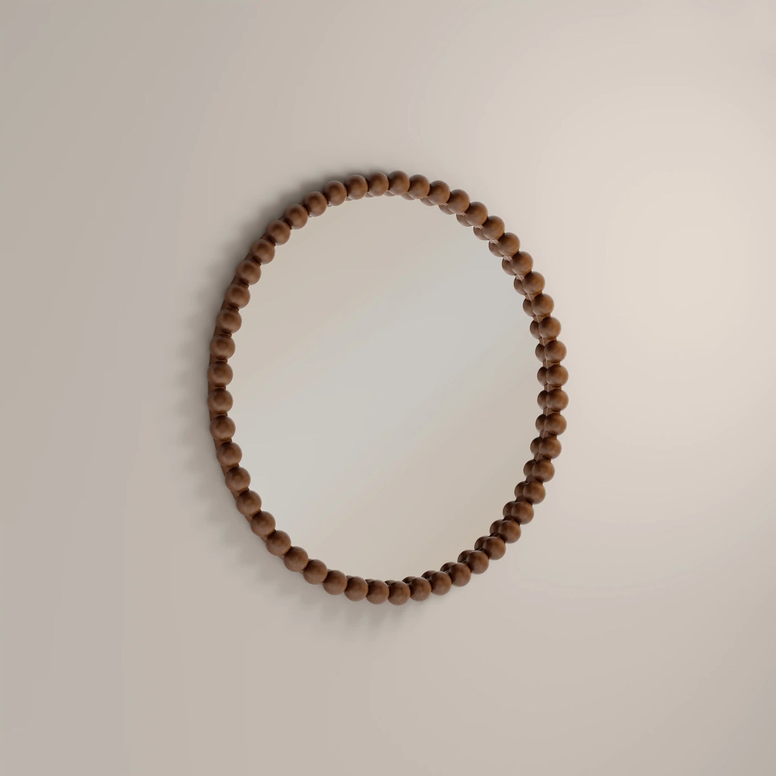 Ashby Round Wall Mirror,  80 cm| Walnut
