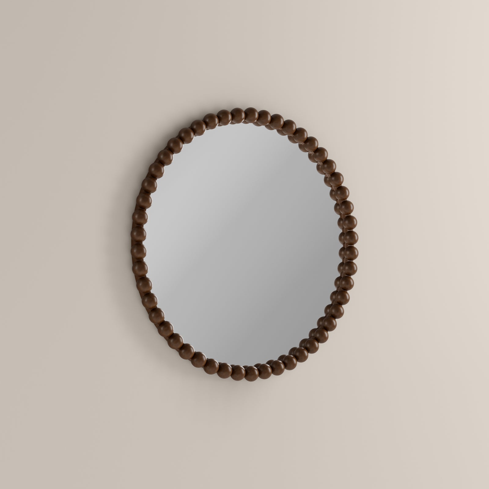 Ashby Round Wall Mirror,  80 cm| Walnut
