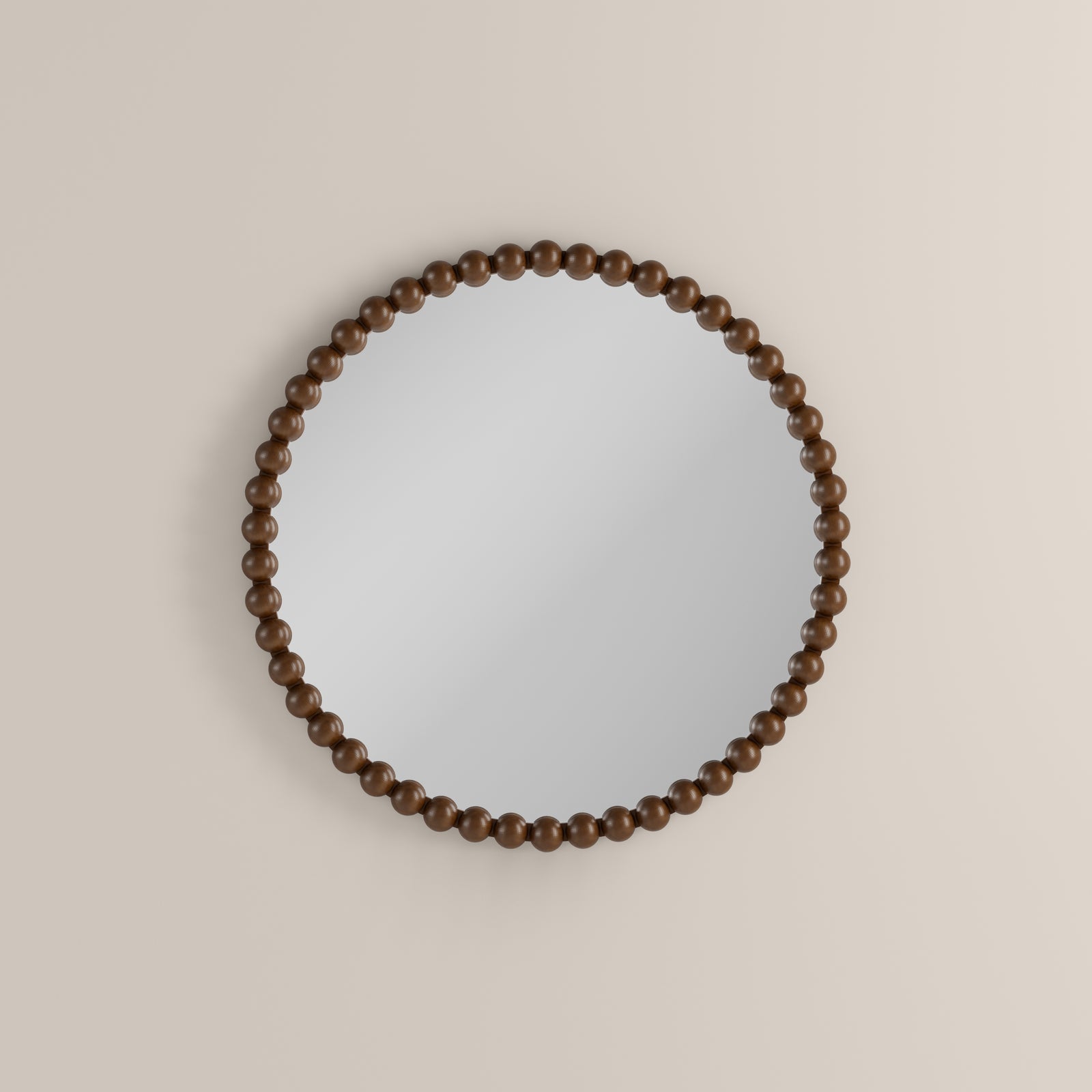 Ashby Round Wall Mirror,  80 cm| Walnut