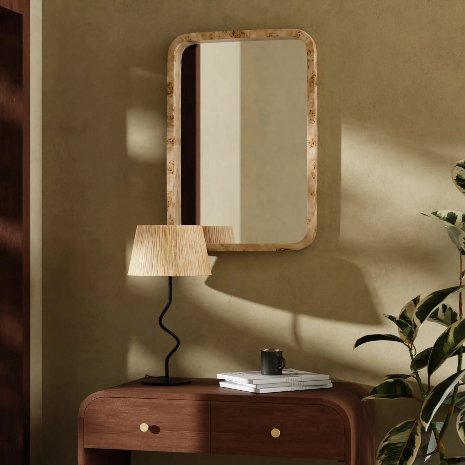 Kolson Rectangle Wall Mirror | Burl Wood