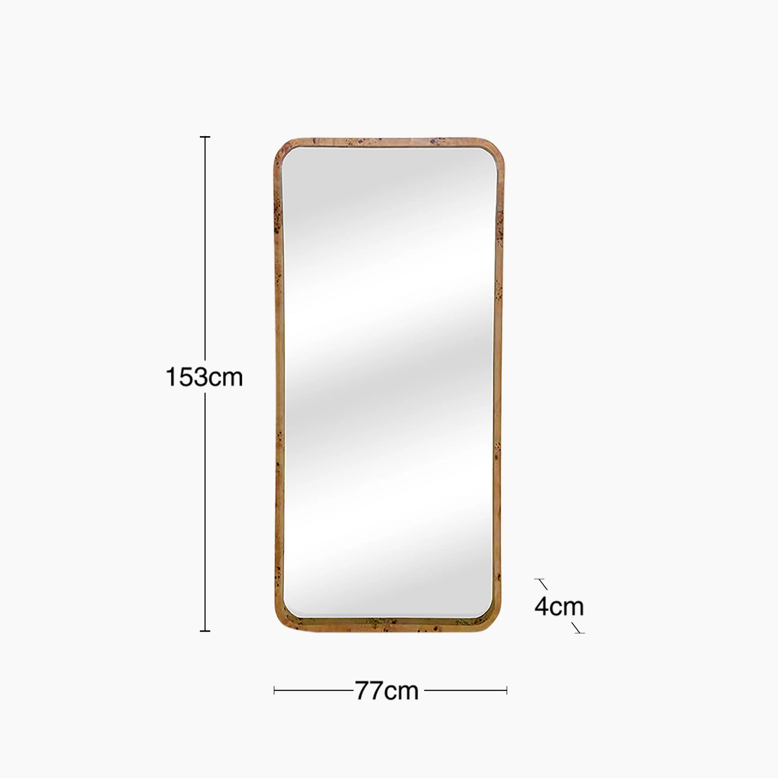 Kolson Rectangle Full Length Mirror | Natural Burl Wood