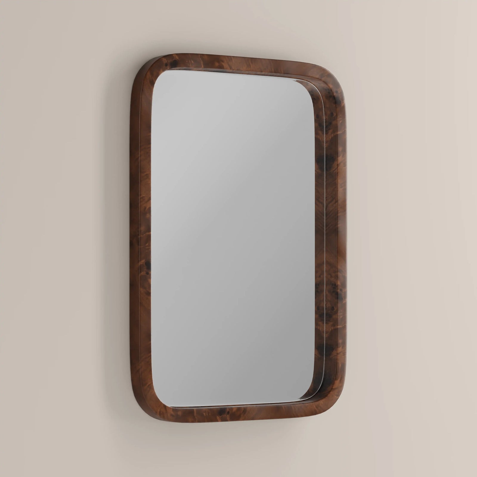 Kolson Rectangle Wall Mirror, 76 x 53 cm | Walnut Burl Wood