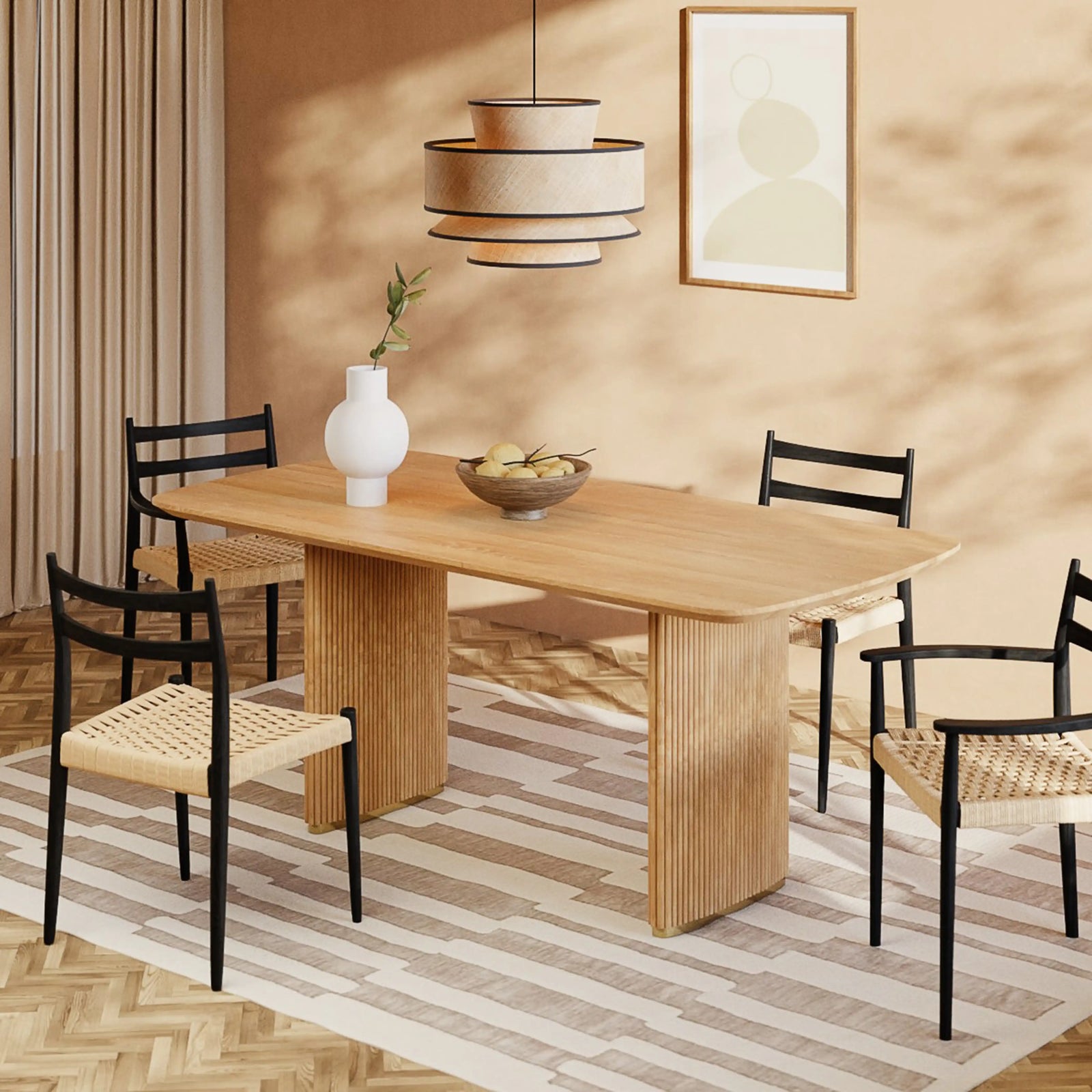 Caleb 6-8 Seat Rectangle Wooden Extendable Dining Table | Oak