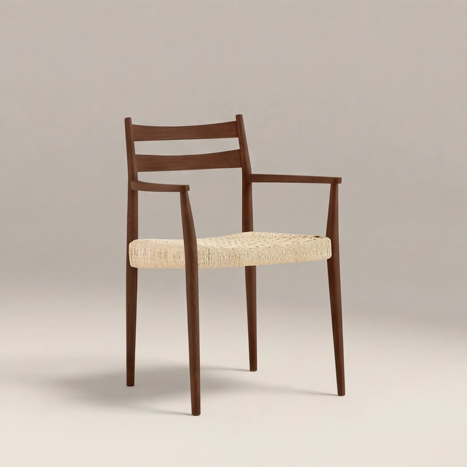 Caleb Wooden Carver Dining Chair | Natural Weave & Walnut