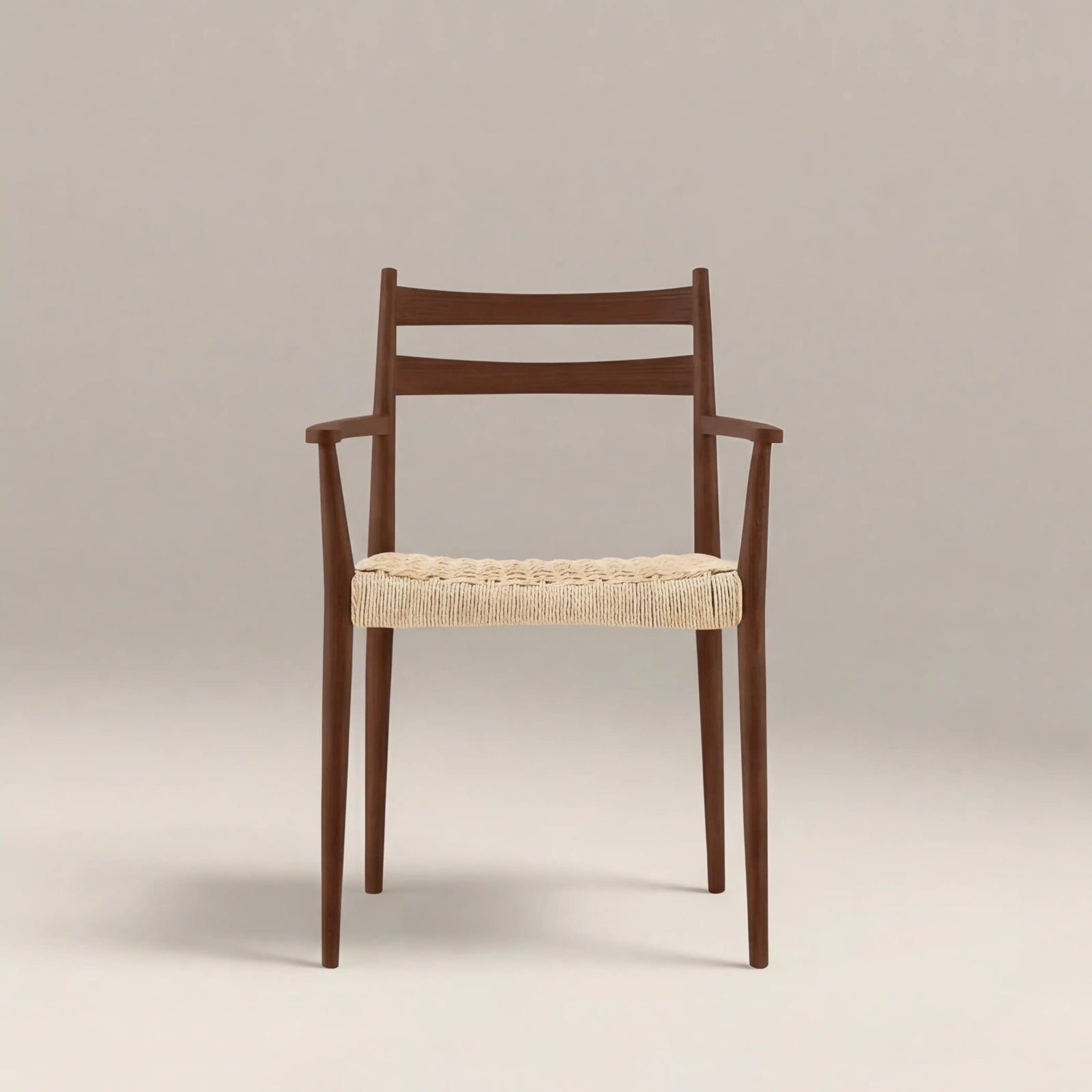 Caleb Wooden Carver Dining Chair | Natural Weave & Walnut