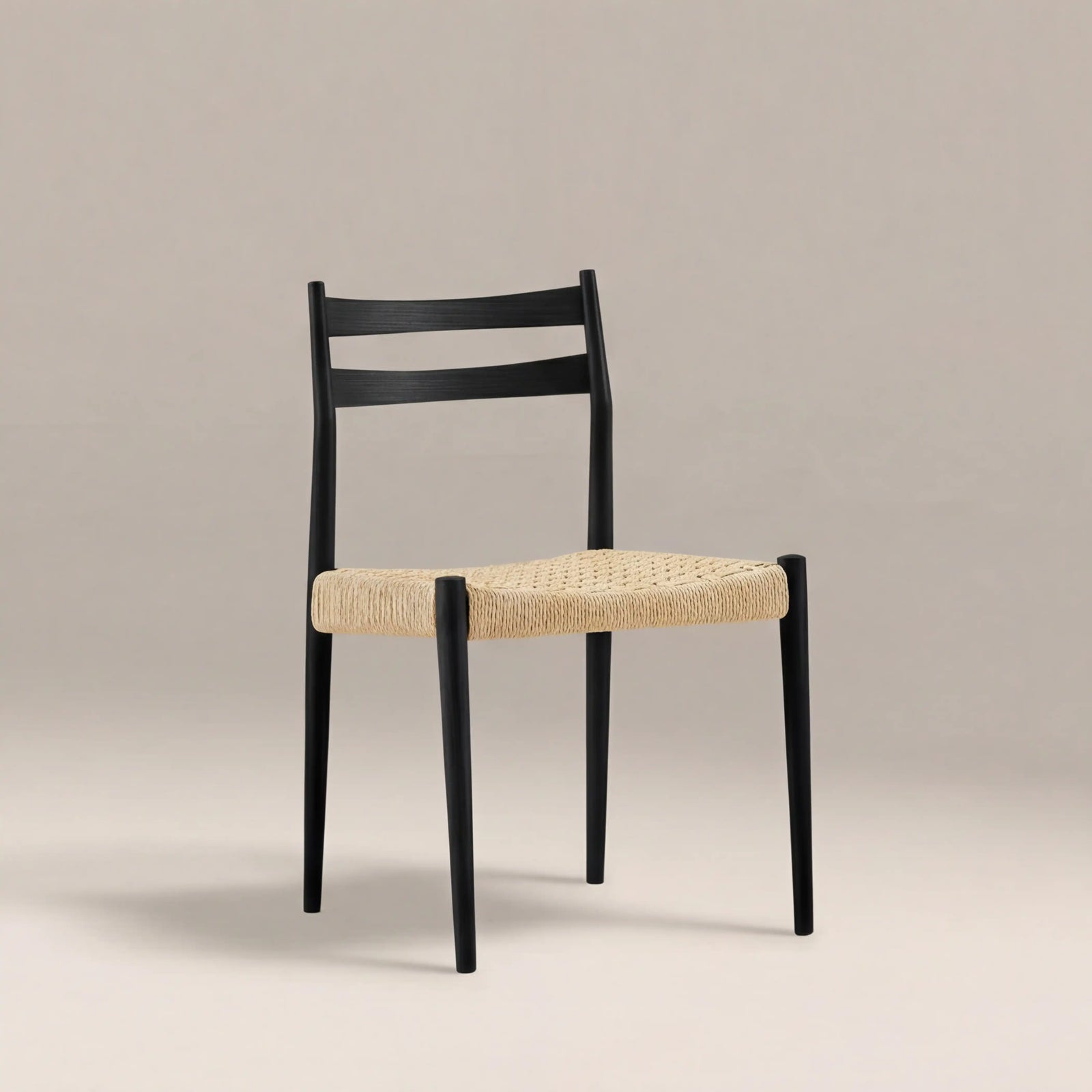 Caleb Wooden Dining Chair | Natural Weave & Black