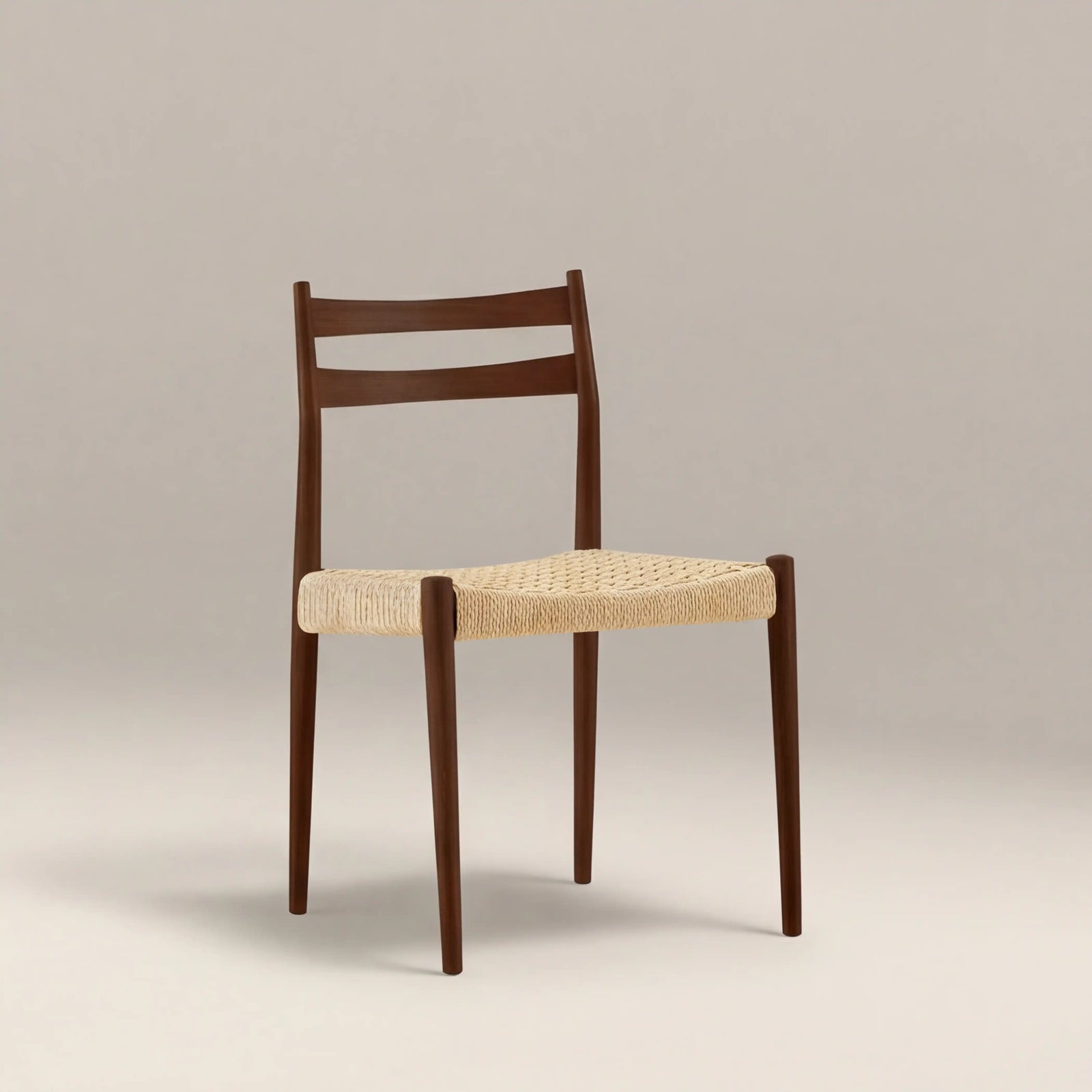 Caleb Wooden Dining Chair | Natural Weave & Walnut